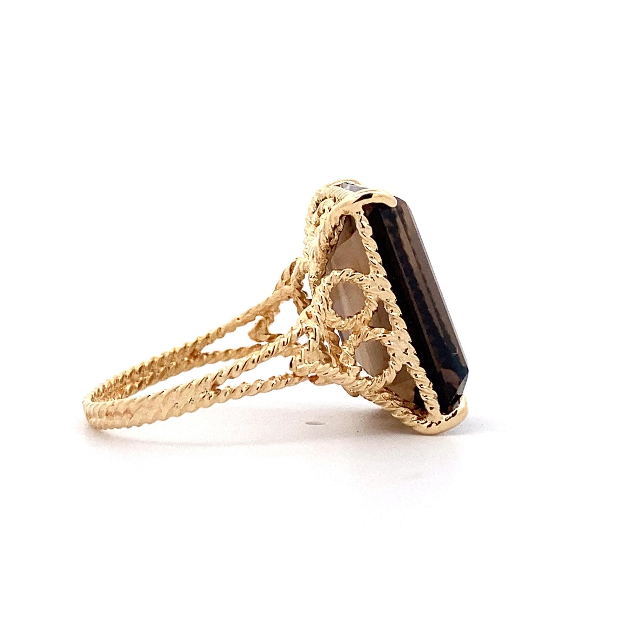 18K Yellow Gold Smokey Quartz Ring - ipawnishop.com