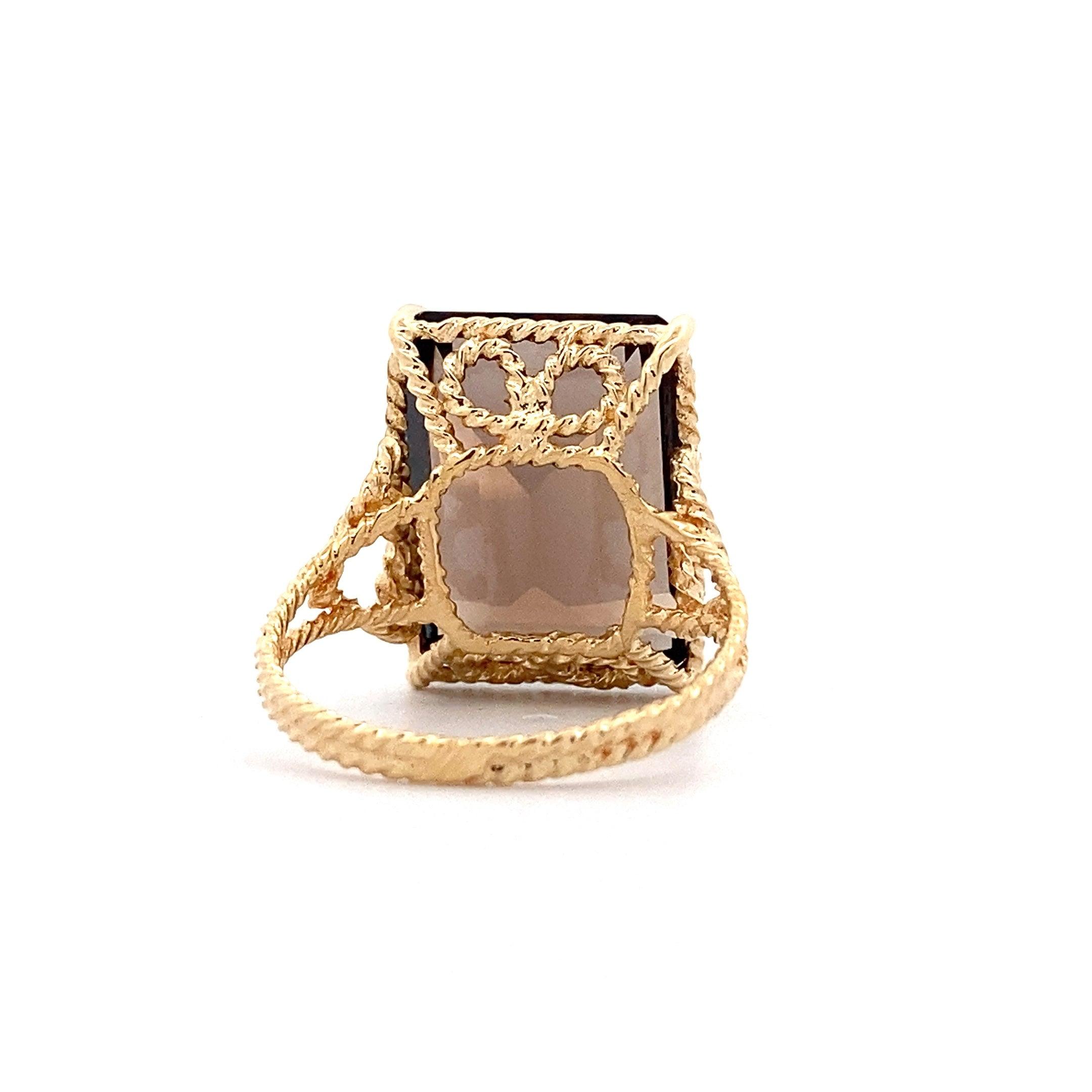 18K Yellow Gold Smokey Quartz Ring - ipawnishop.com