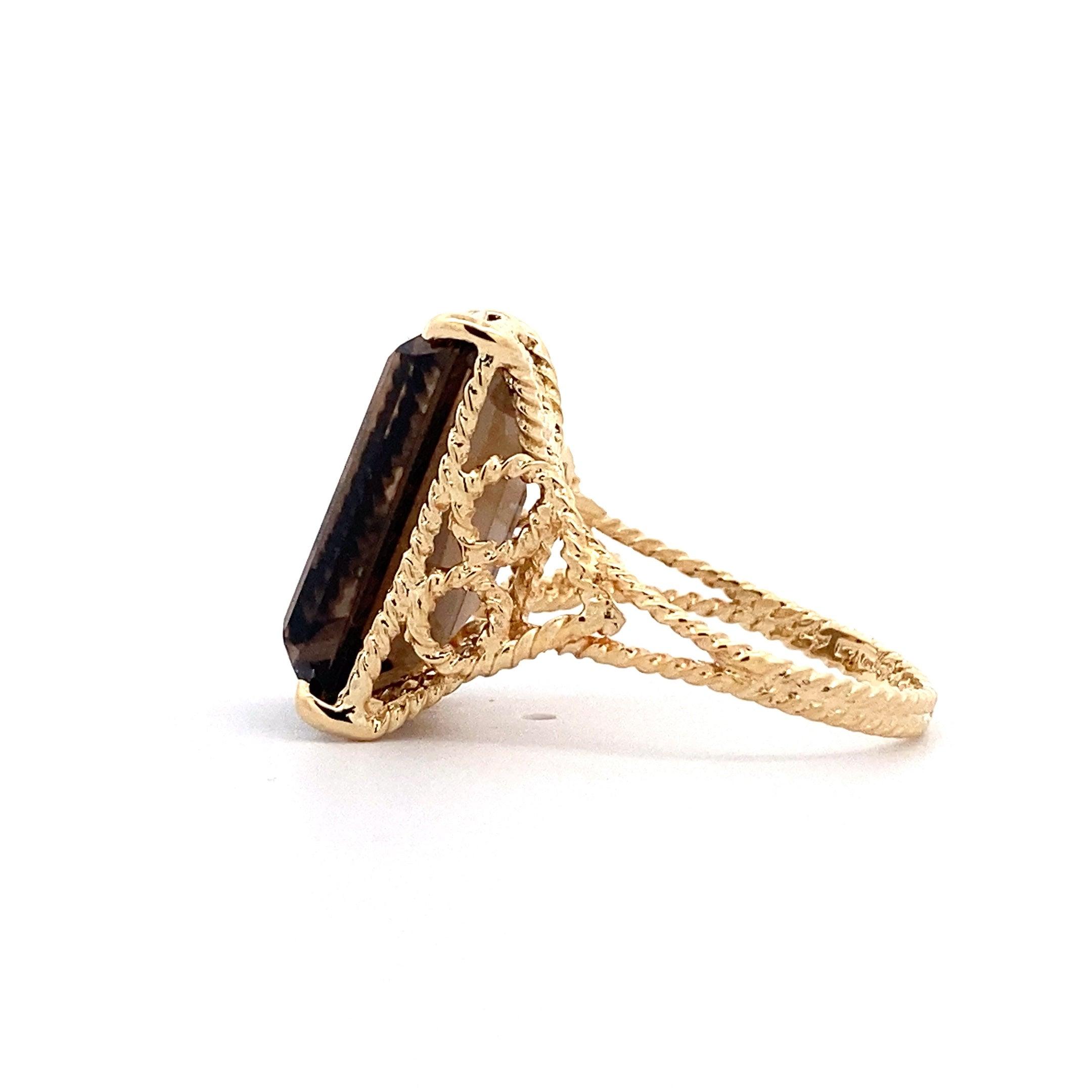 18K Yellow Gold Smokey Quartz Ring - ipawnishop.com