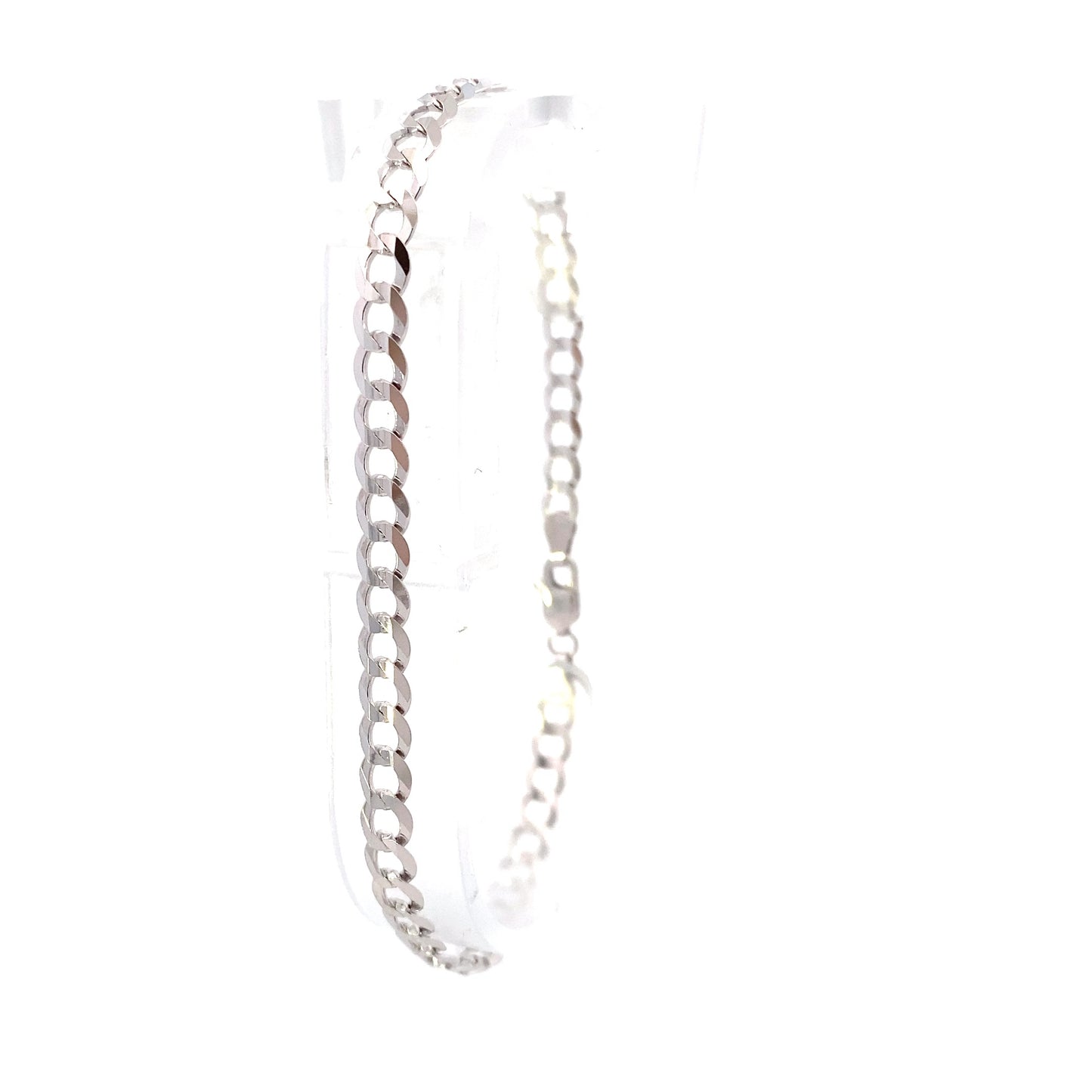 14K White Gold 8" 4.7mm Curb Bracelet