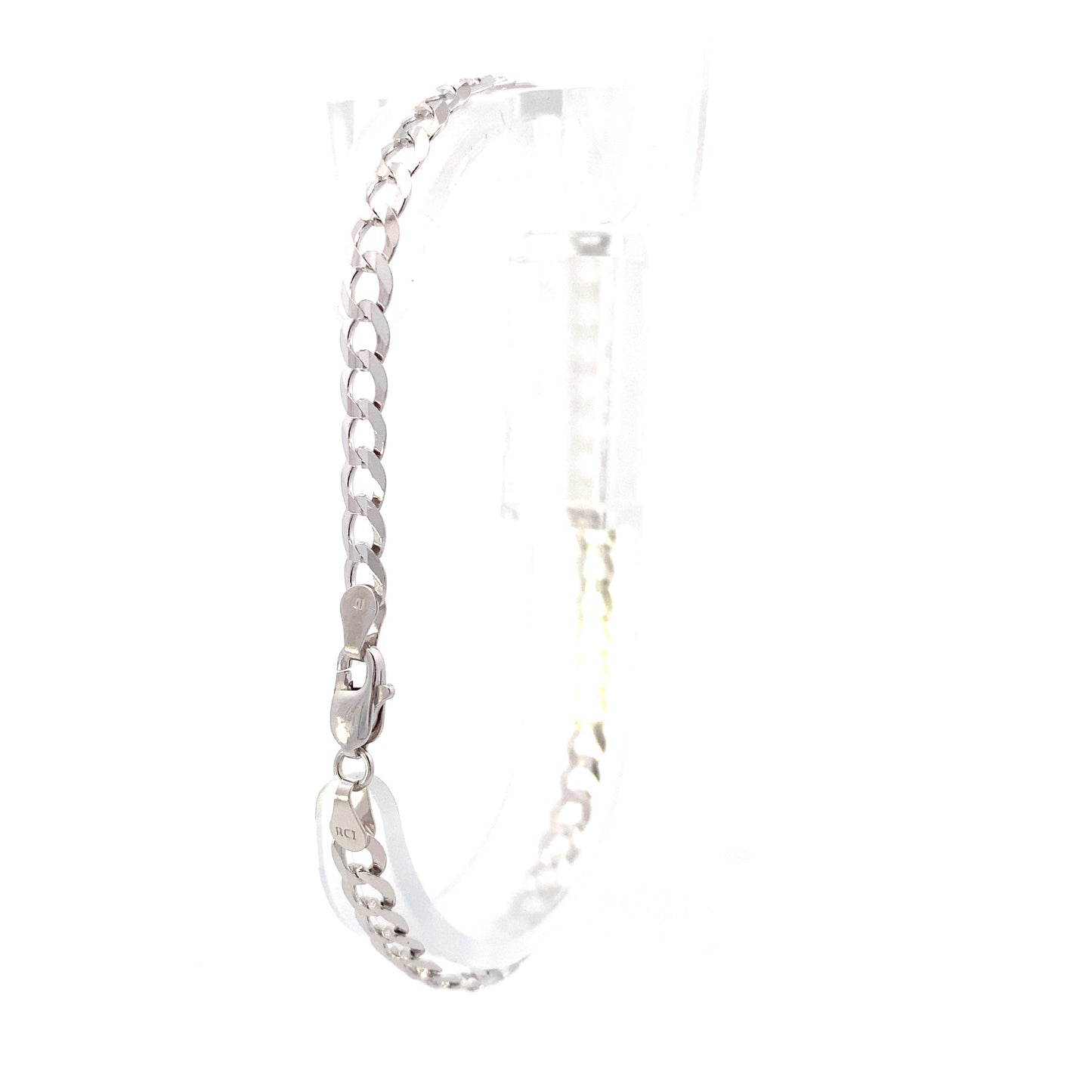 14K White Gold 8" 4.7mm Curb Bracelet