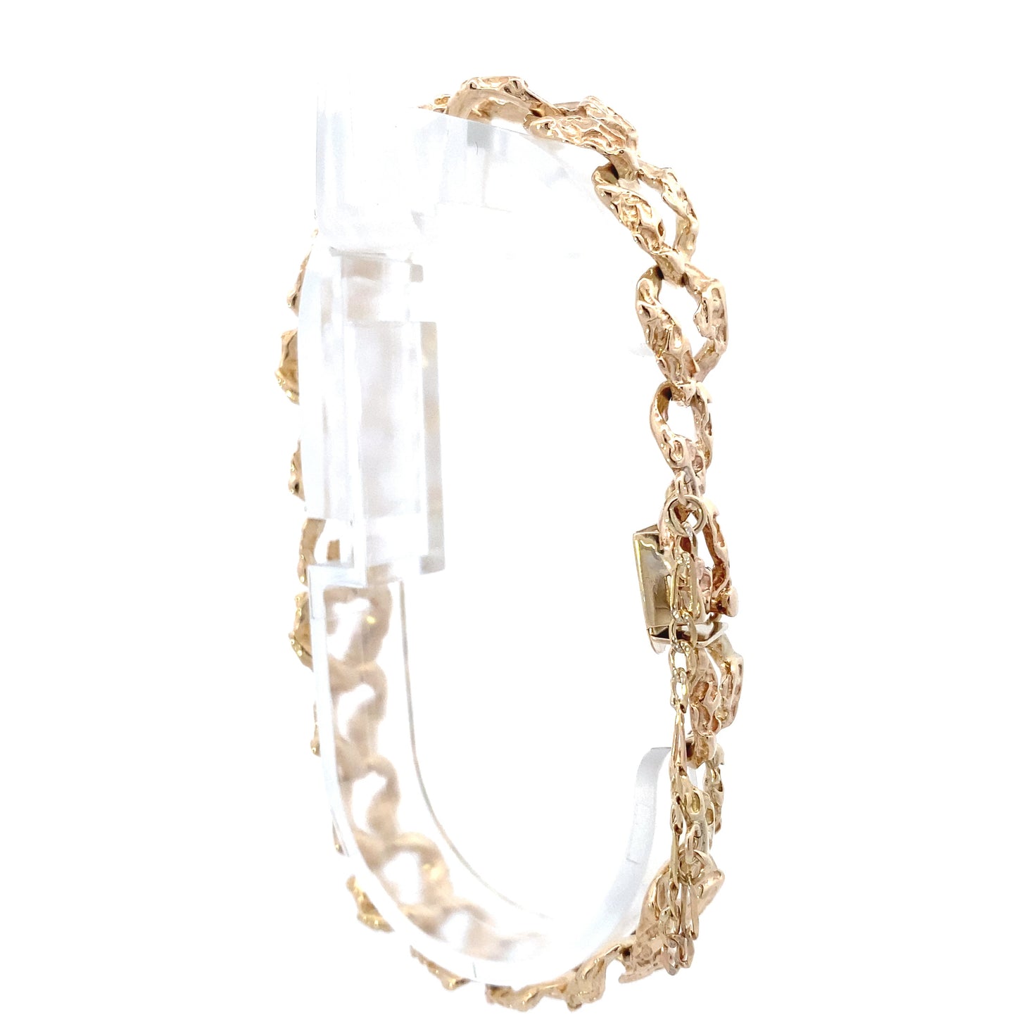 14K Yellow Gold Nugget Curb Bracelet