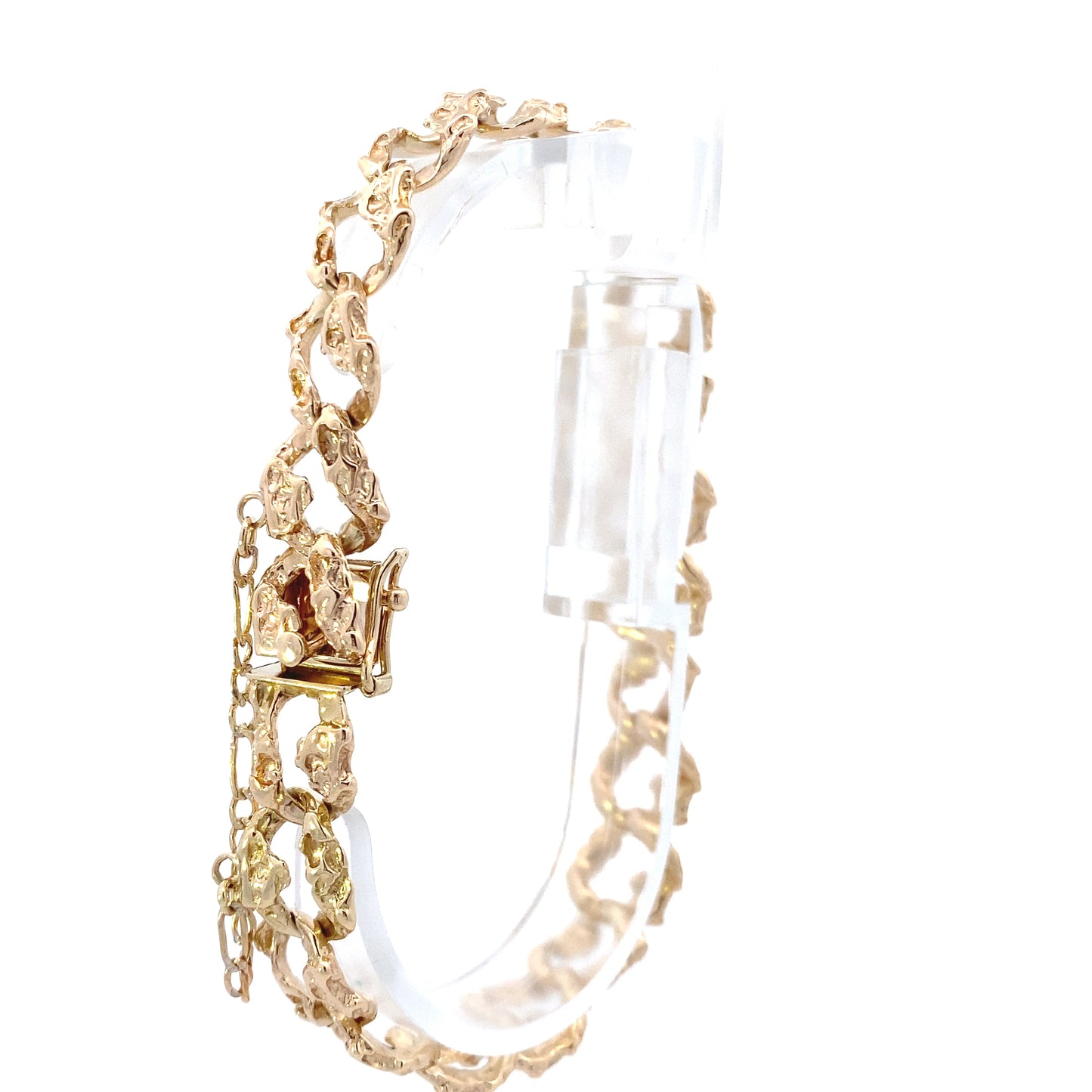 14K Yellow Gold Nugget Curb Bracelet