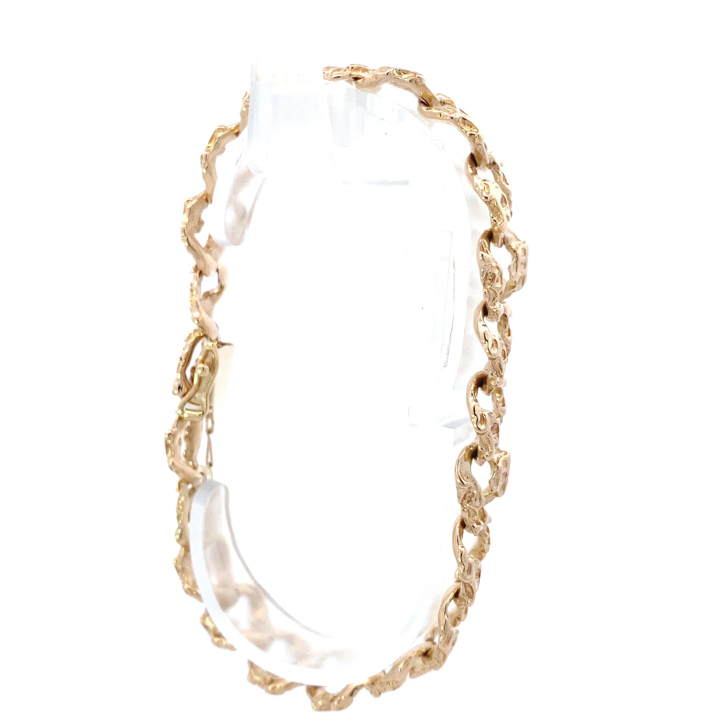 14K Yellow Gold Nugget Curb Bracelet