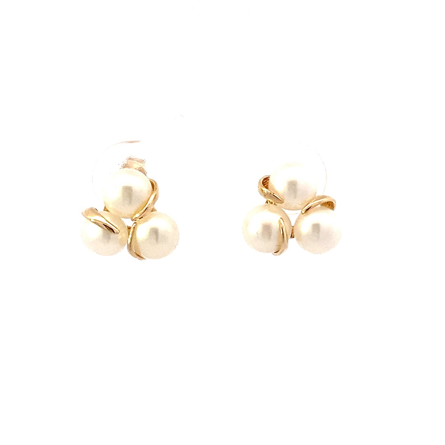 14K Yellow Gold Pearl Stud Earrings