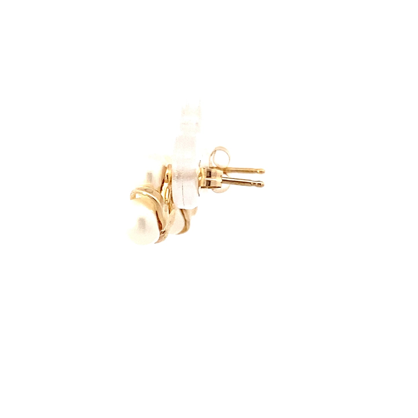 14K Yellow Gold Pearl Stud Earrings