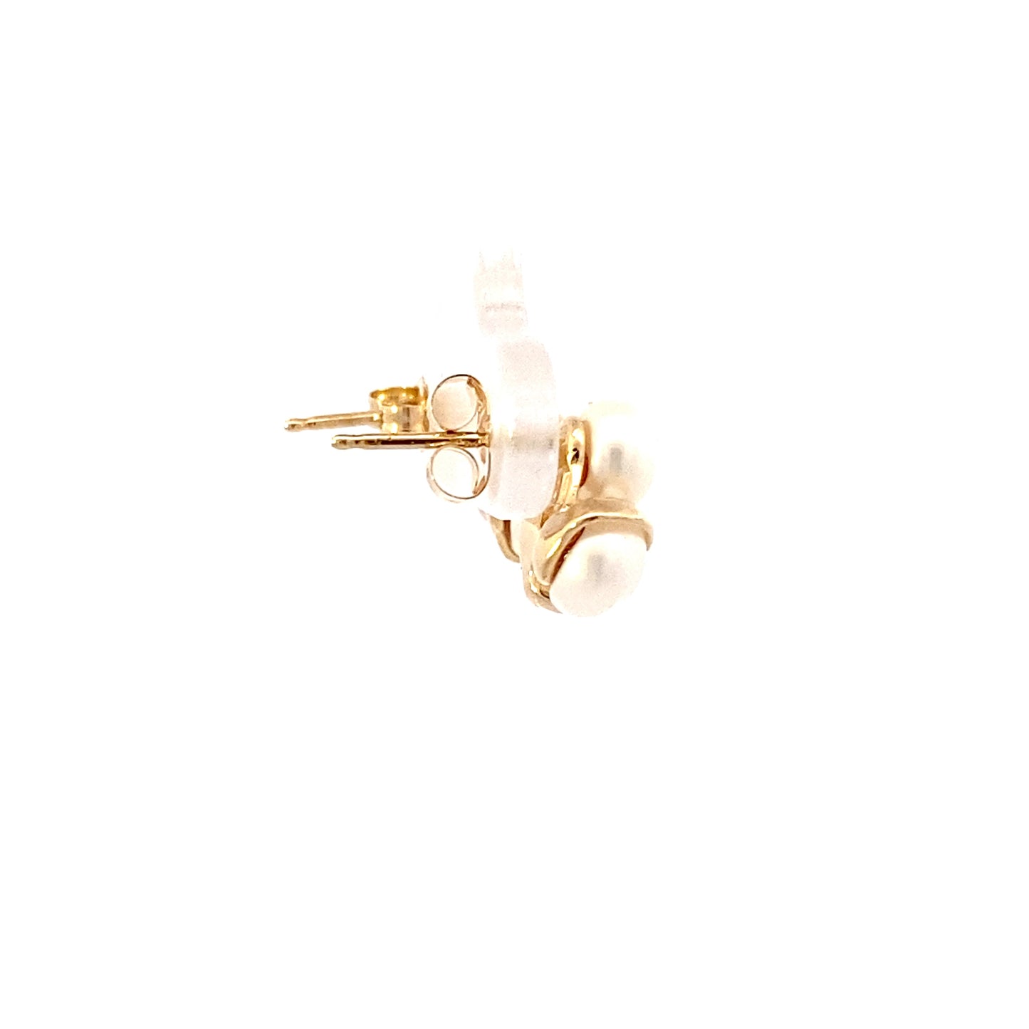 14K Yellow Gold Pearl Stud Earrings