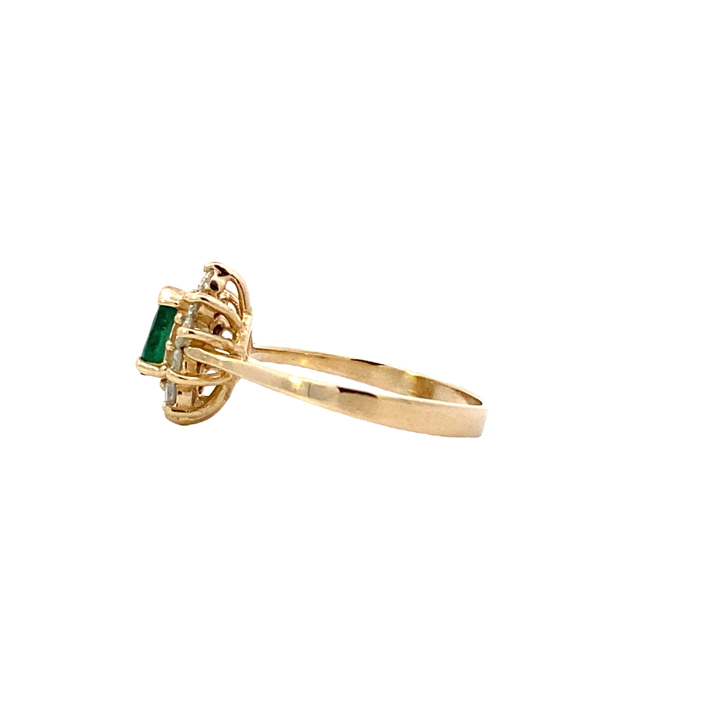 14K Yellow Gold Emerald & Diamond Women's Ring - 0.40ct