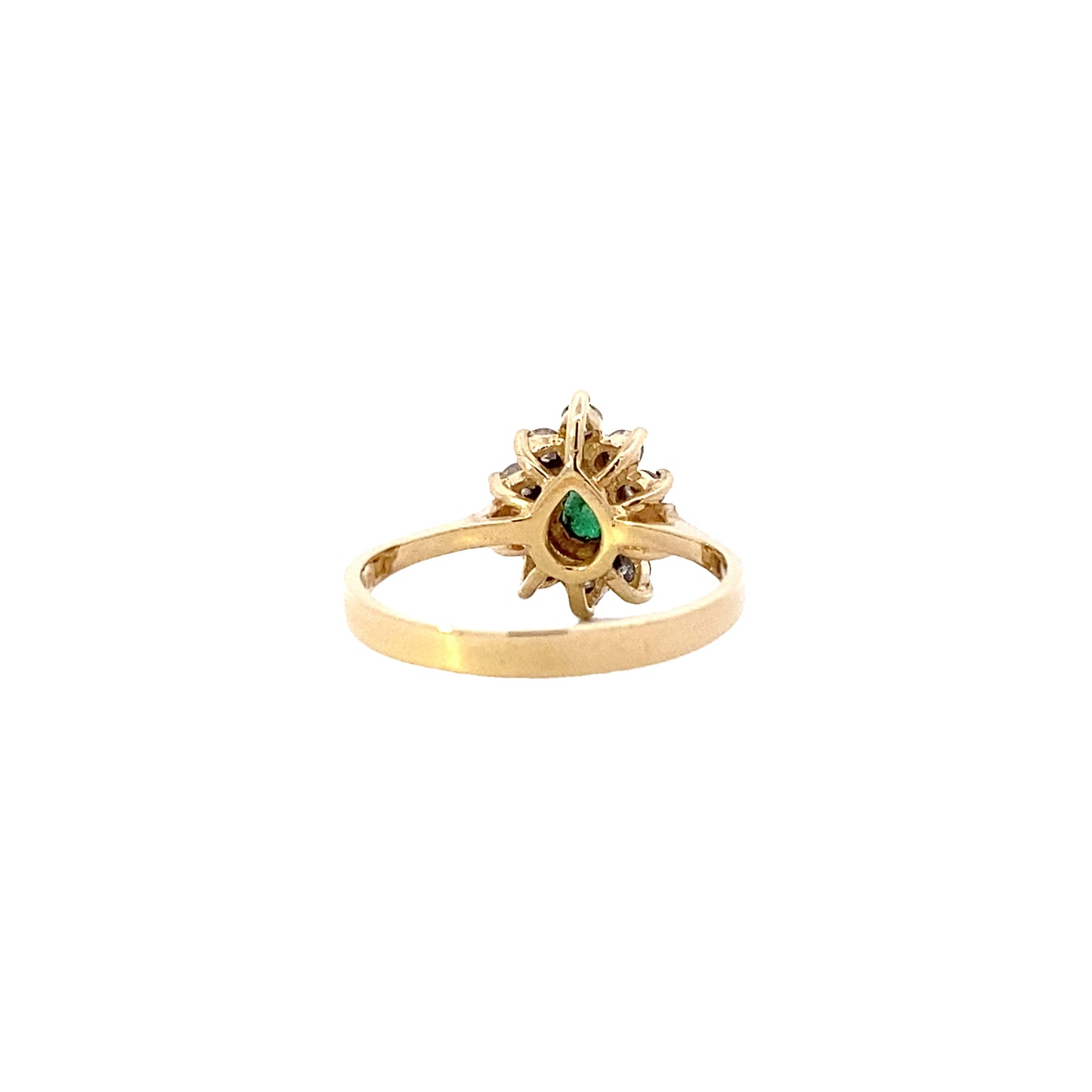 14K Yellow Gold Emerald & Diamond Women's Ring - 0.40ct