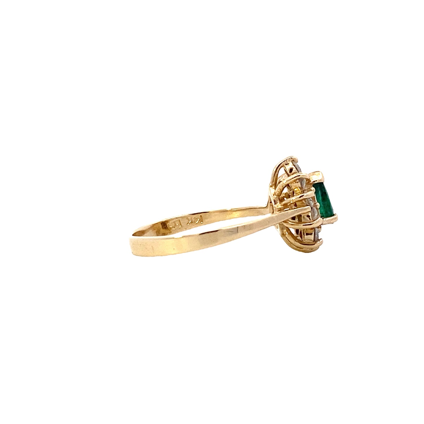 14K Yellow Gold Emerald & Diamond Women's Ring - 0.40ct