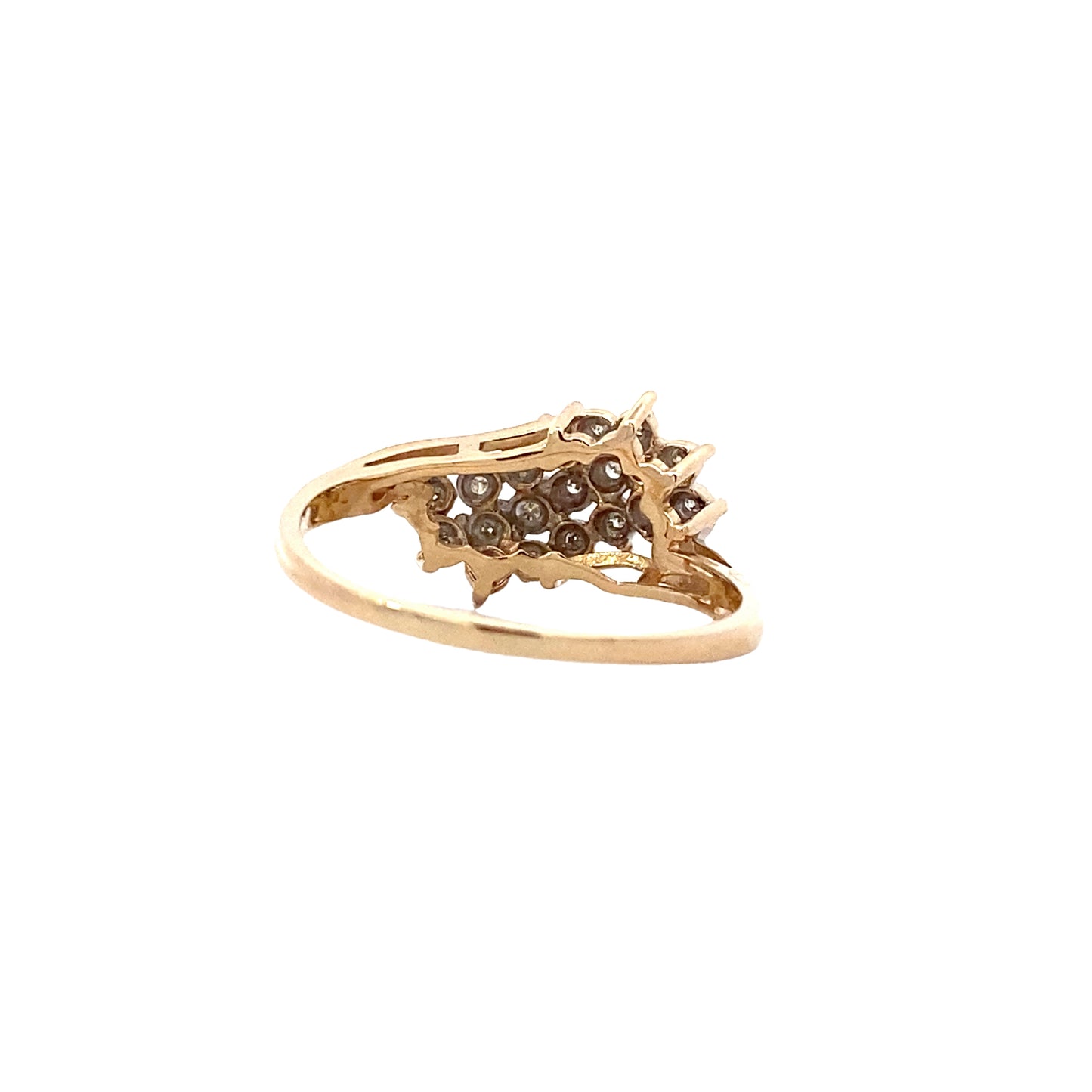 14K Yellow Gold Women's Diamond Cluster Ring - 0.19ct