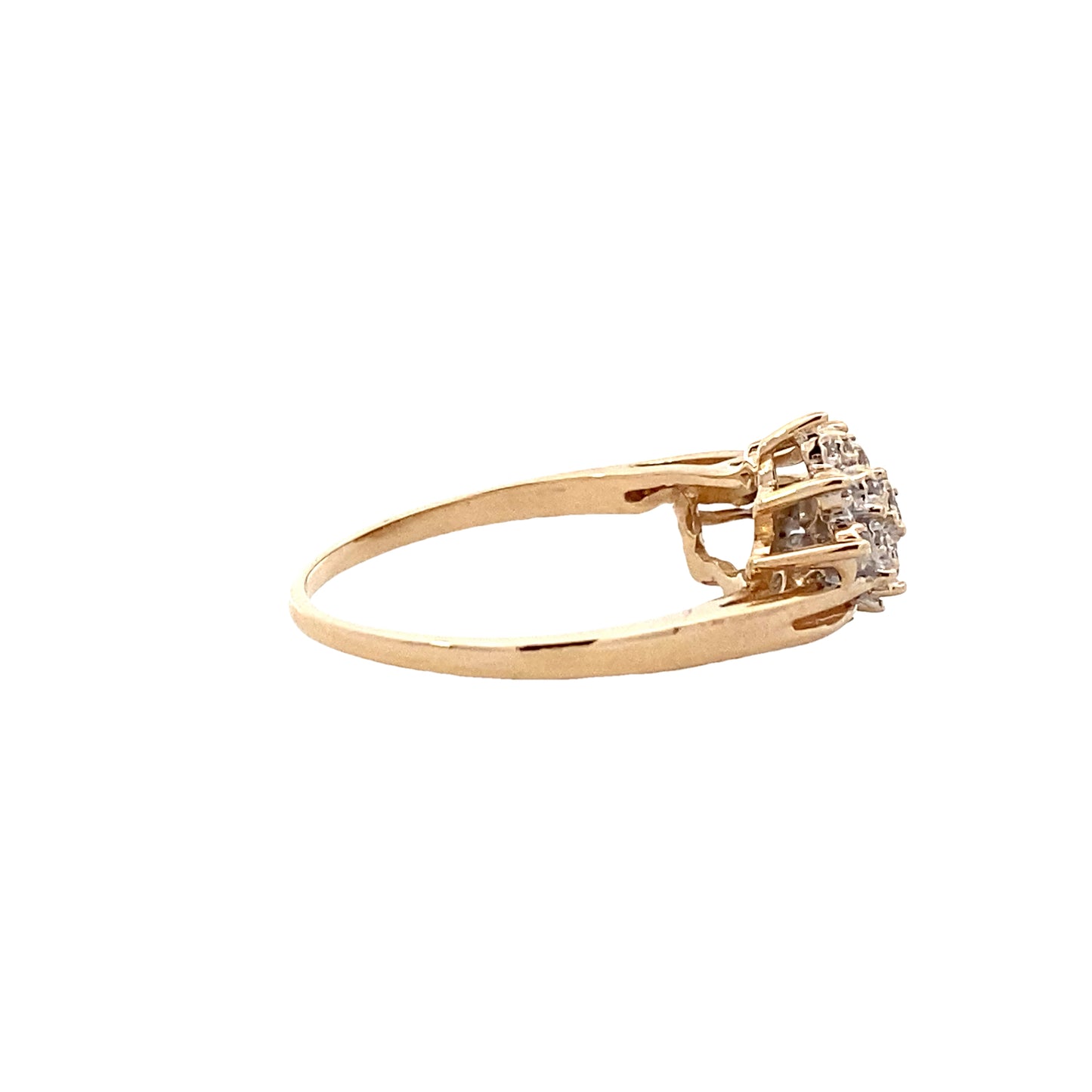 14K Yellow Gold Women's Diamond Cluster Ring - 0.19ct