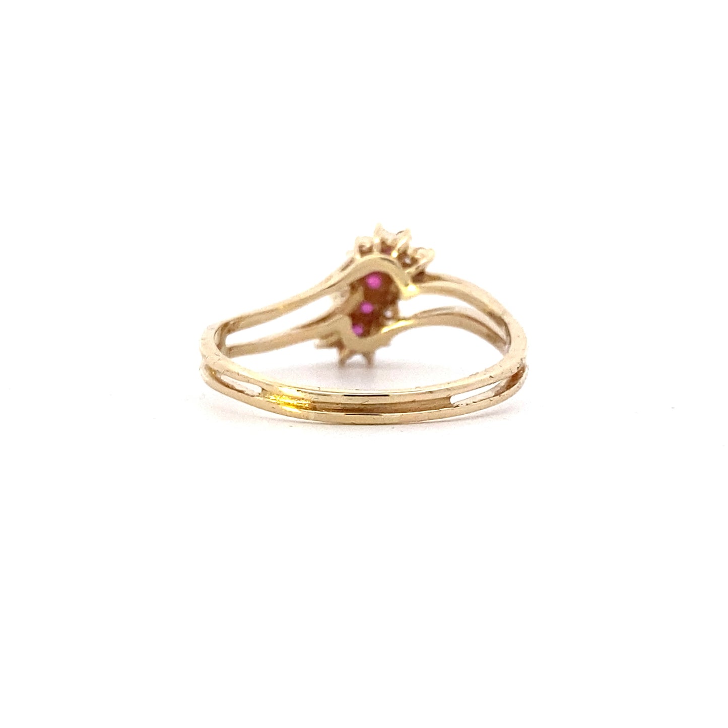 14K Yellow Gold Diamond & Rubies Women's Ring - 0.18ct