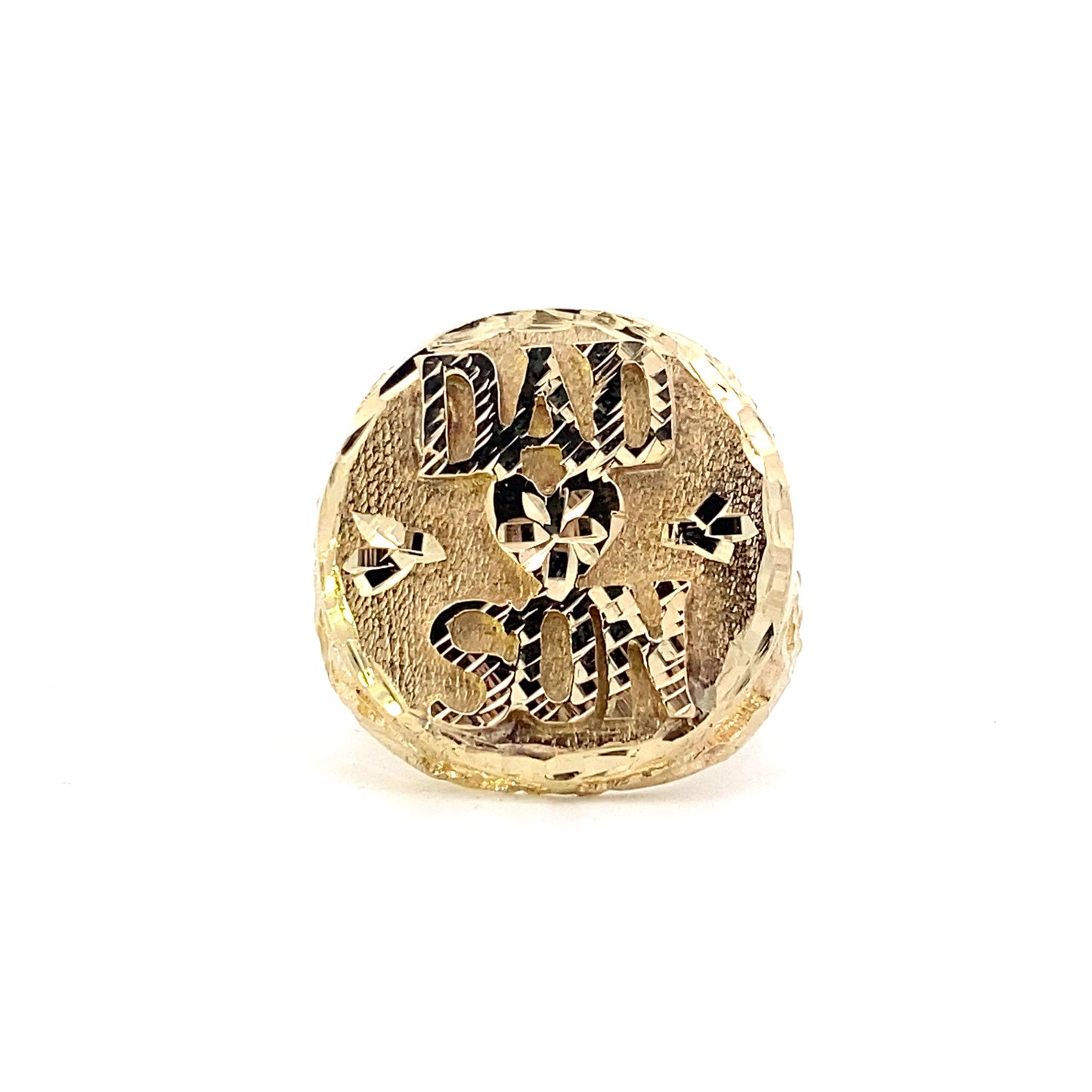 14K Yellow Gold Filigree "Dad & Son" Ring