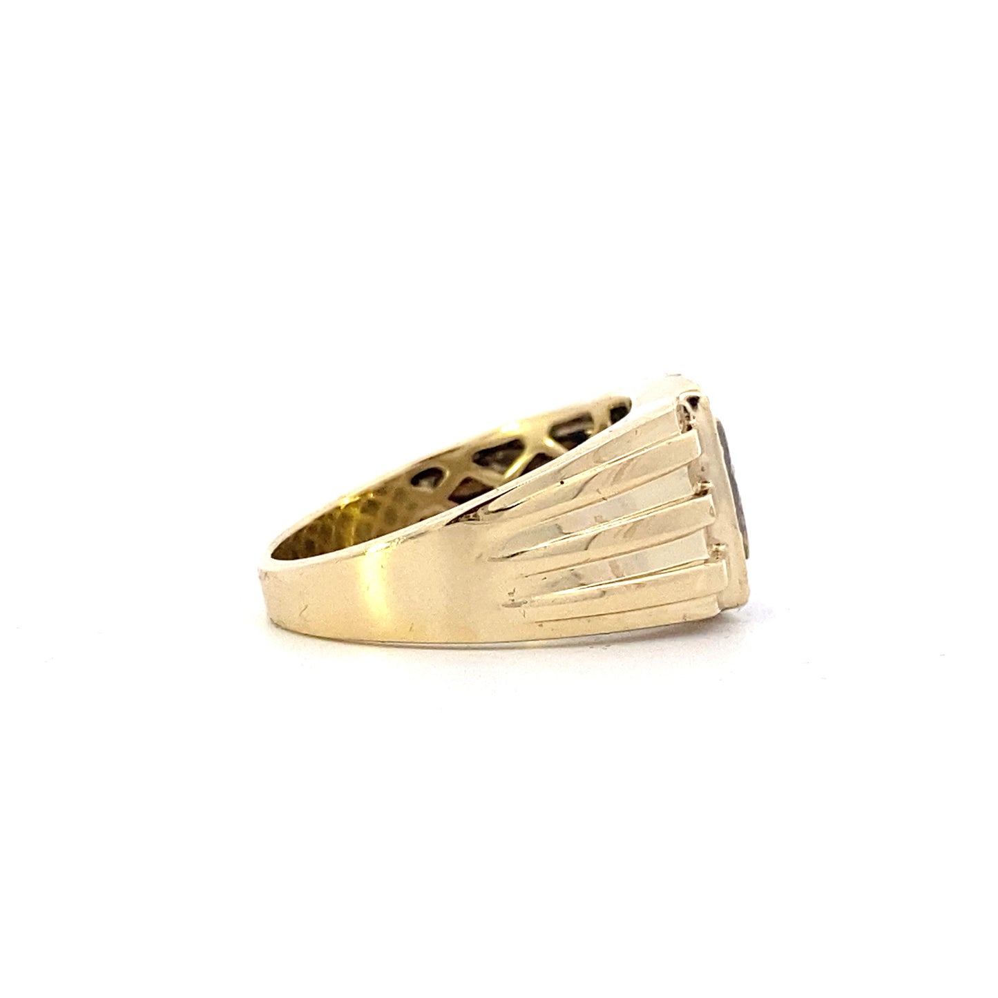 10K Yellow Gold Mens Diamond & Black Diamond Ring - .29ct