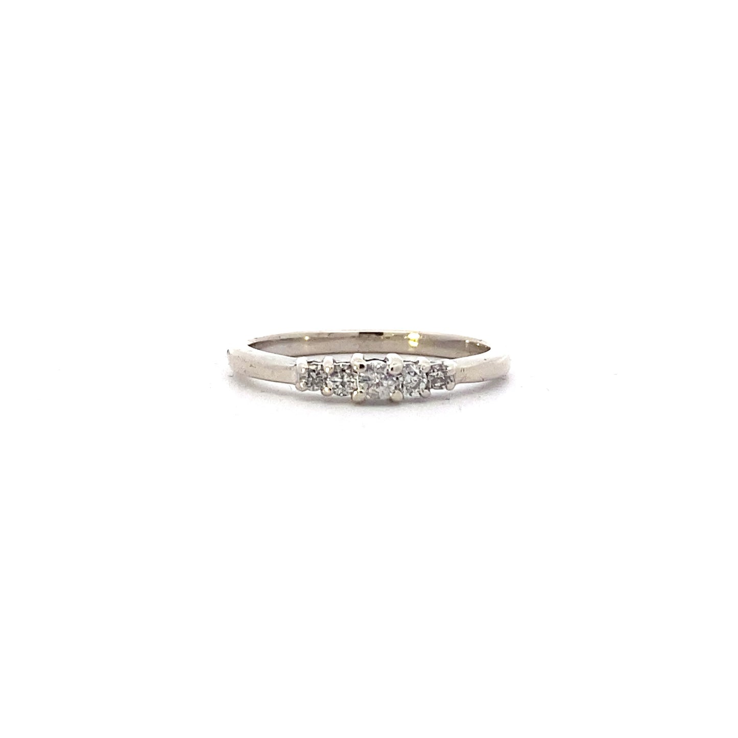 10K White Gold Round Brilliant Cut Diamond Ring - 0.15ct