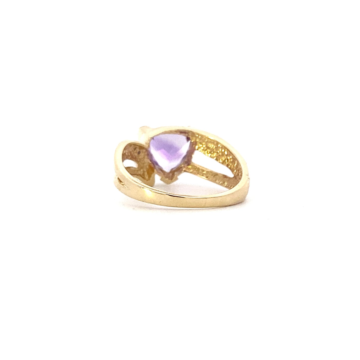 10K Yellow Gold Trillion Amethyst & Diamond Ring - 0.004ct