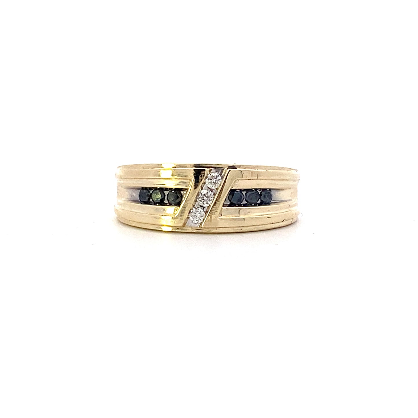 10K Yellow Gold Black Diamond Ring - 0.18ct