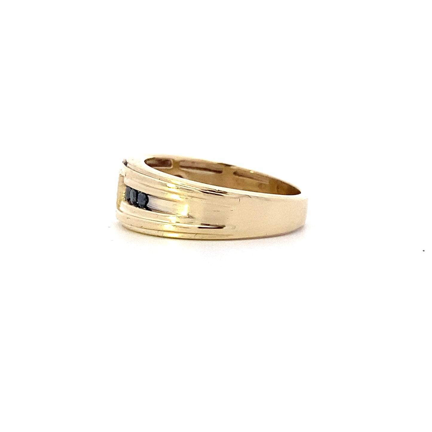 10K Yellow Gold Black Diamond Ring - 0.18ct