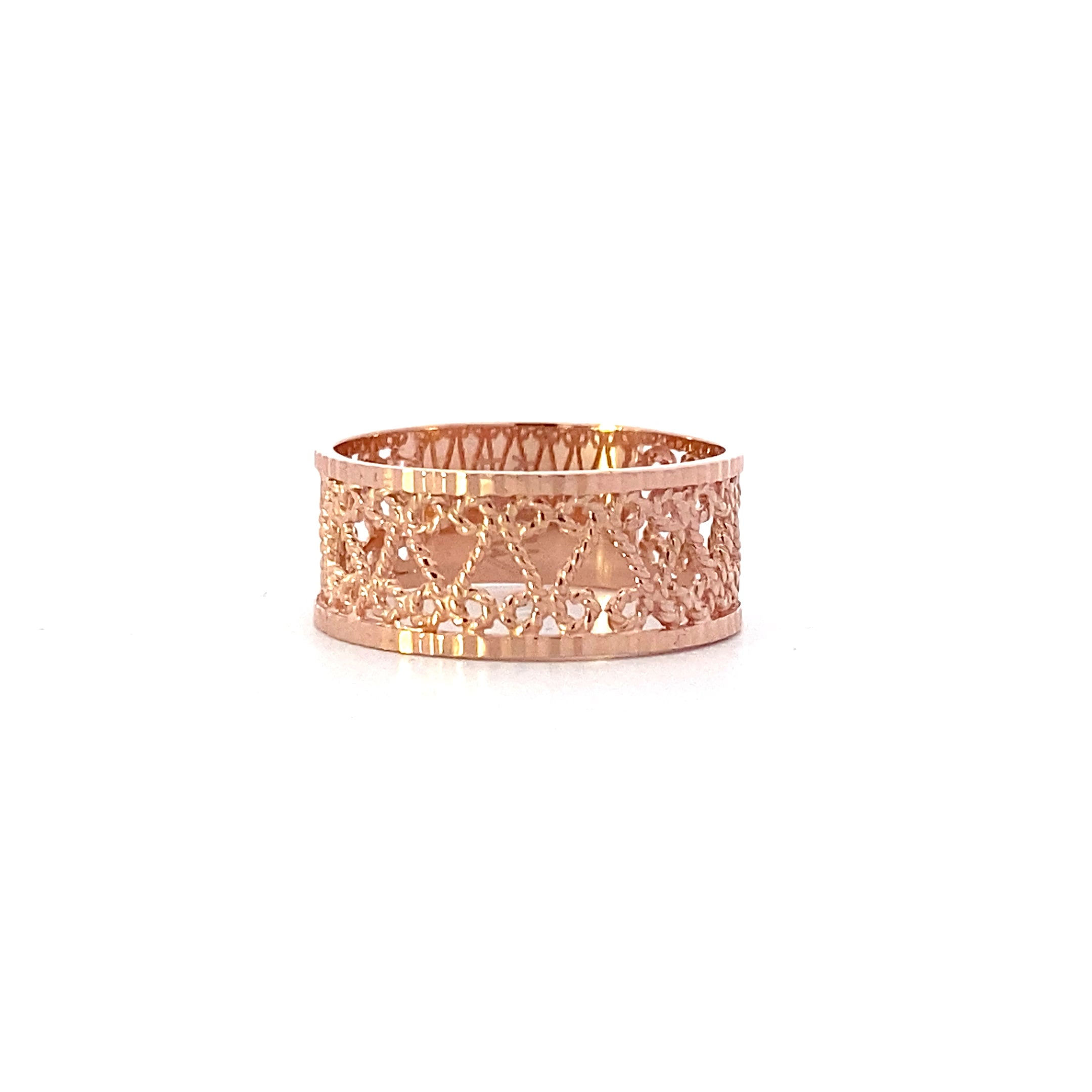 14K Rose Gold 8.2mm Filigree Band