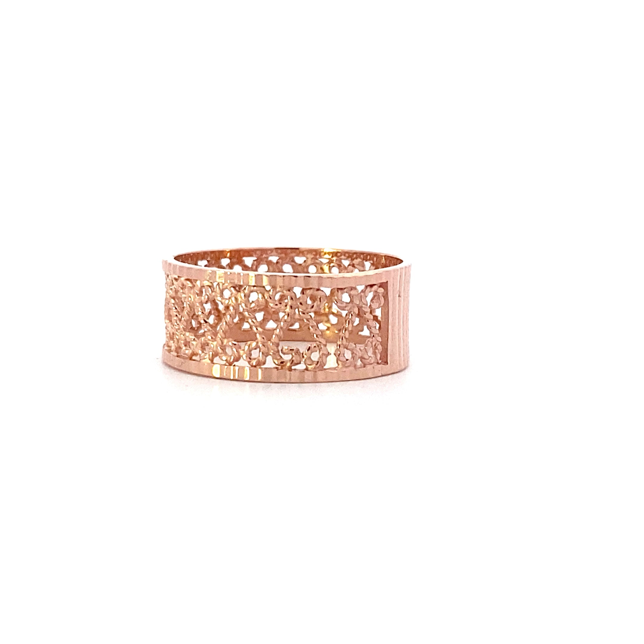 14K Rose Gold 8.2mm Filigree Band