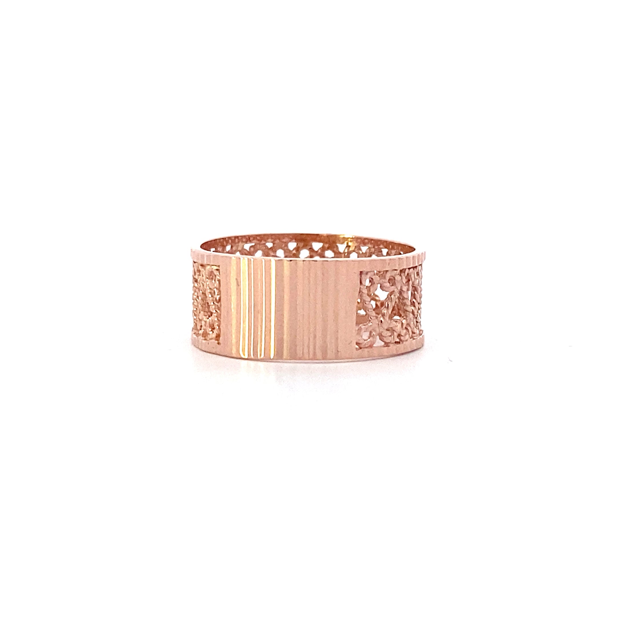 14K Rose Gold 8.2mm Filigree Band