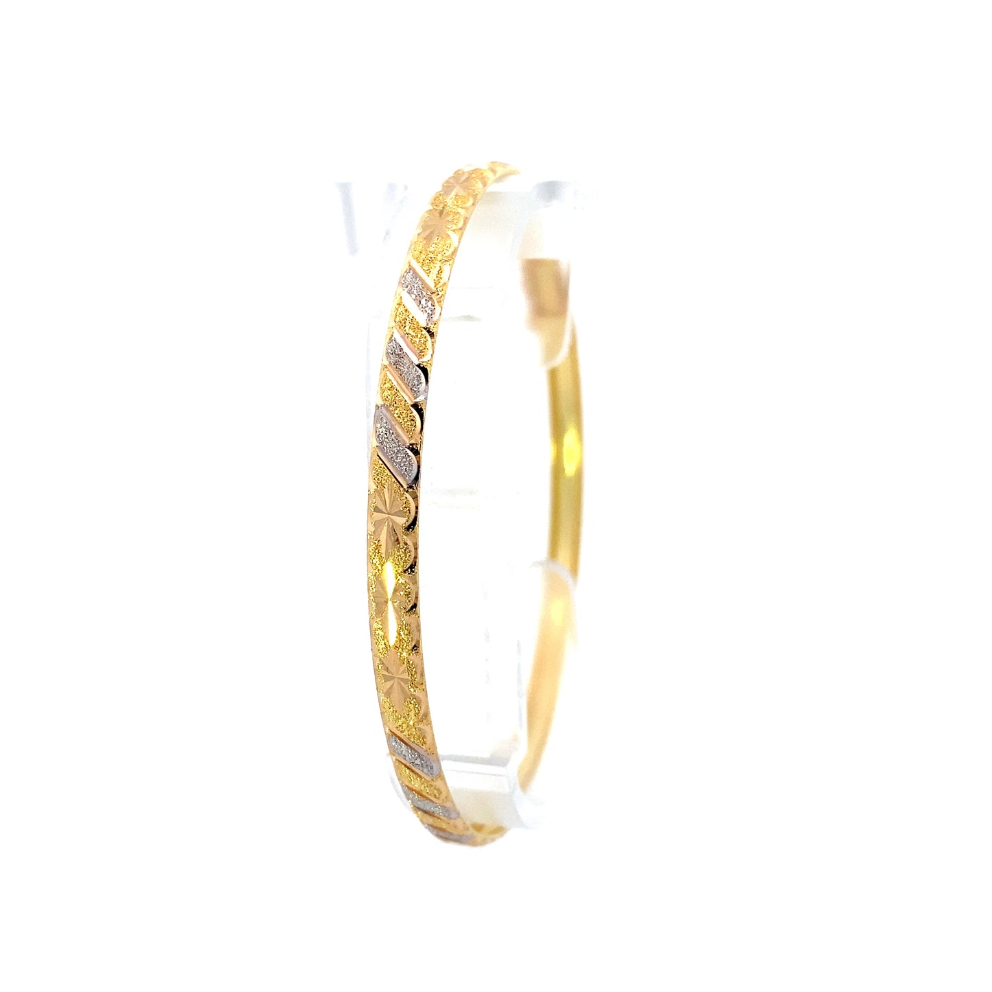 18K Yellow & White Gold 65mm DC Design Bangle