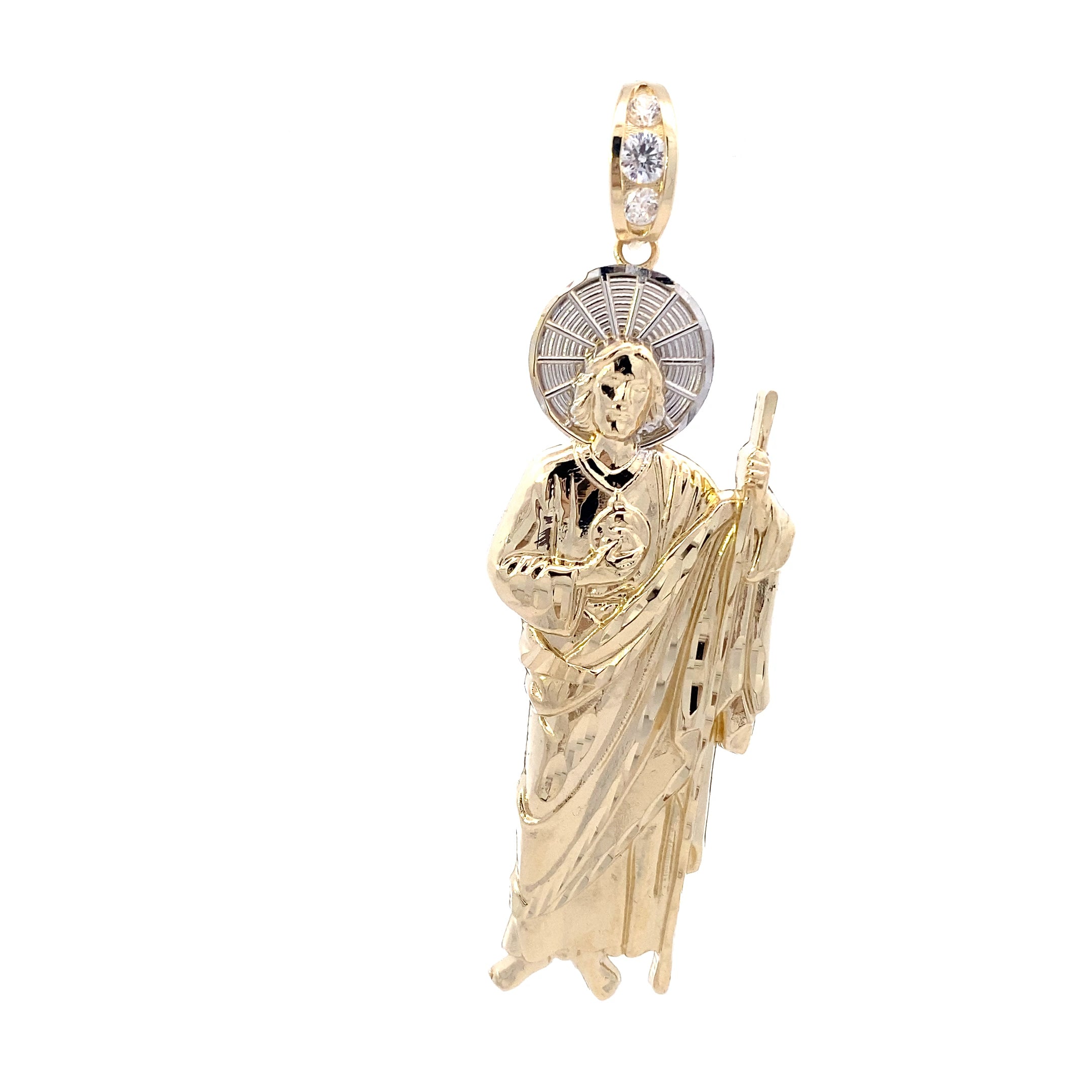 14K Yellow Gold CZ Religious Figure Pendant