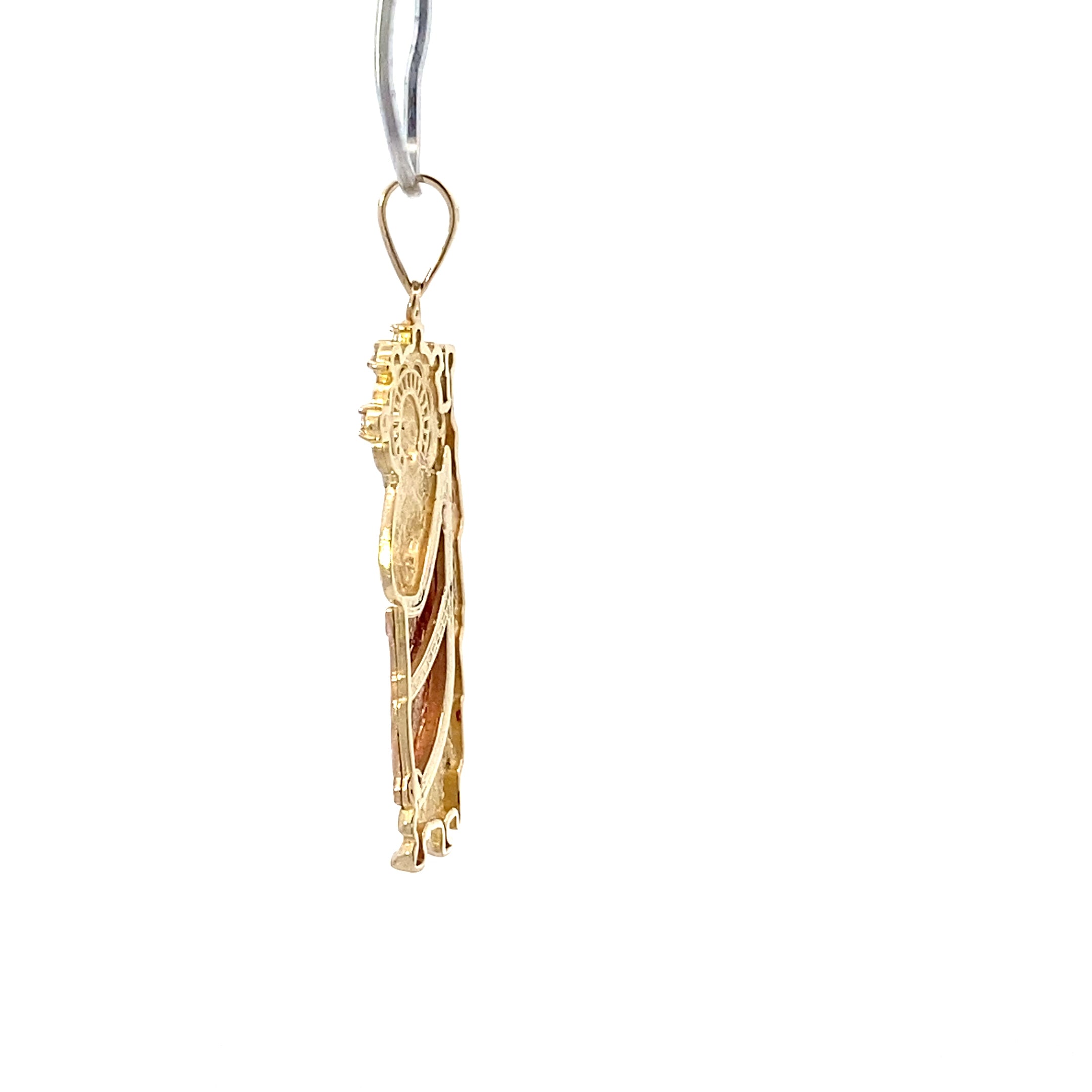 14K Tri-Color 34x12mm CZ Religious Figure Pendant