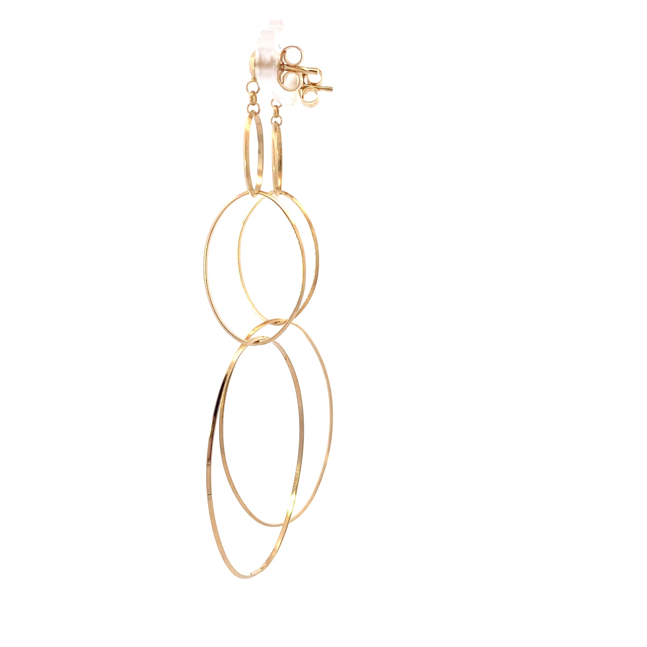 14K Yellow Gold Layered Oval Dangle Earrings