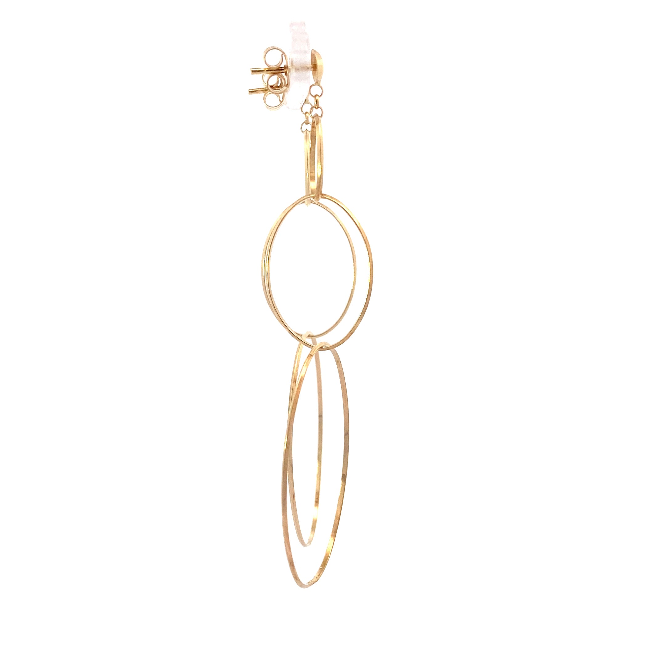 14K Yellow Gold Layered Oval Dangle Earrings