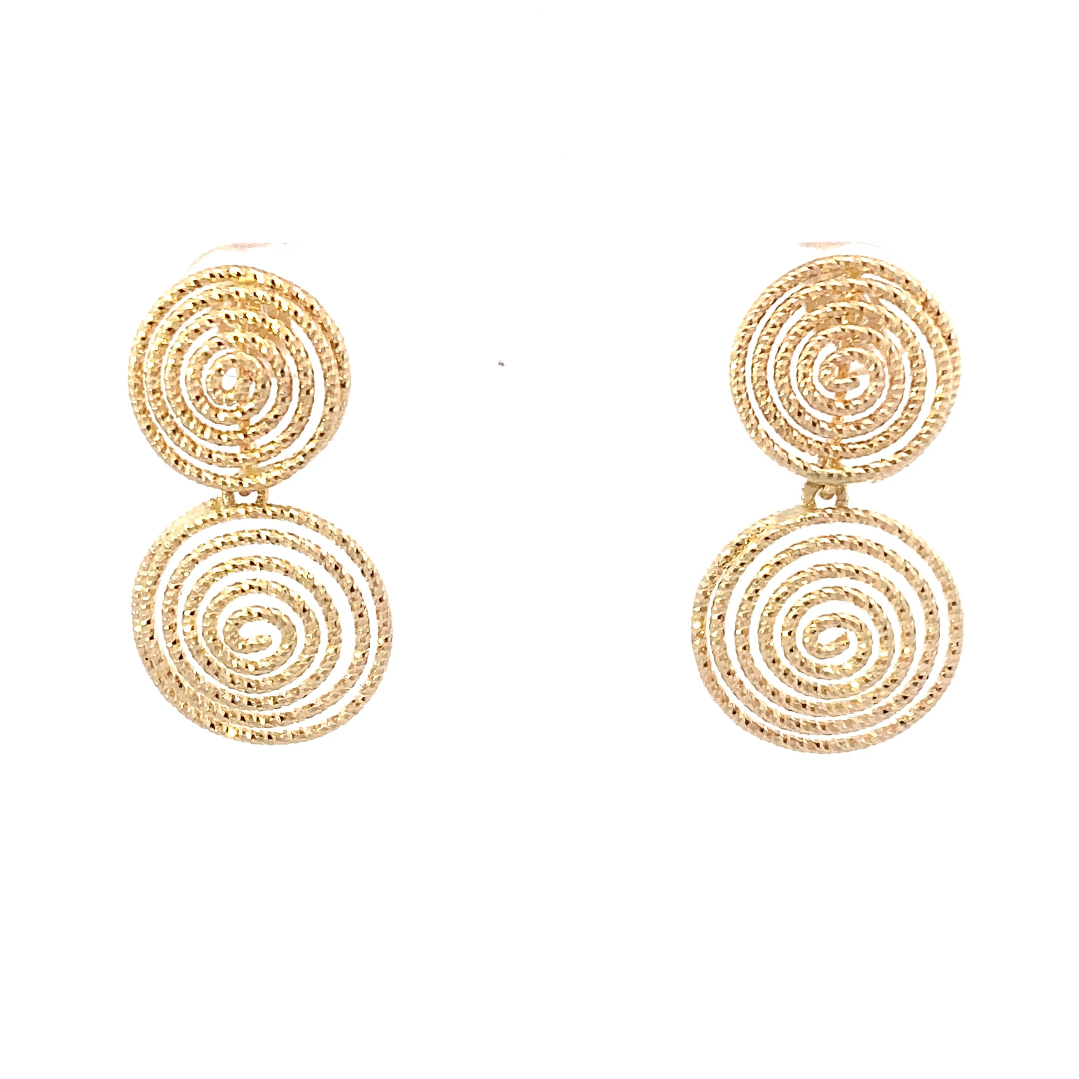 14K Yellow Gold DC Spiral Dangle Earrings & Matching Pendant