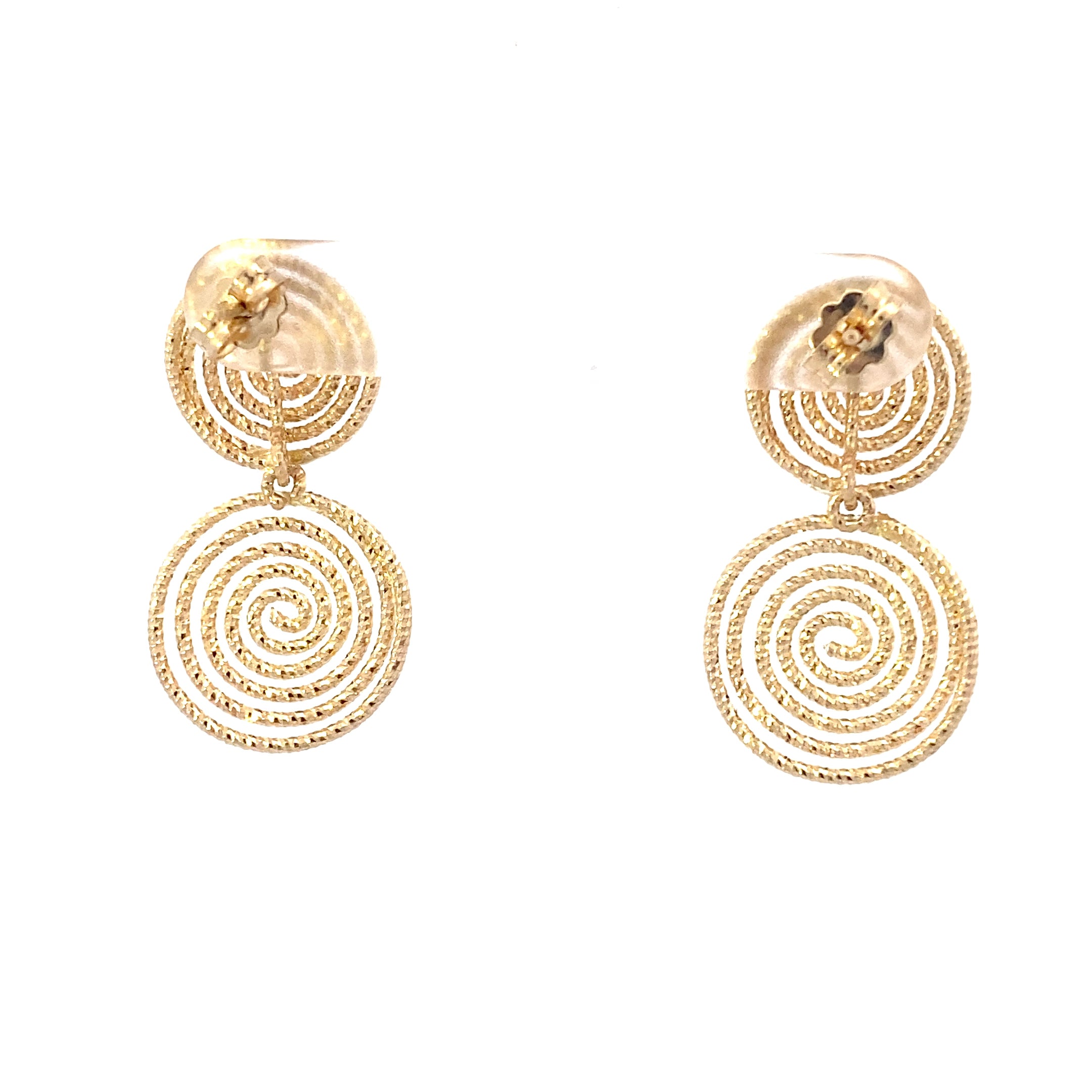 14K Yellow Gold DC Spiral Dangle Earrings & Matching Pendant