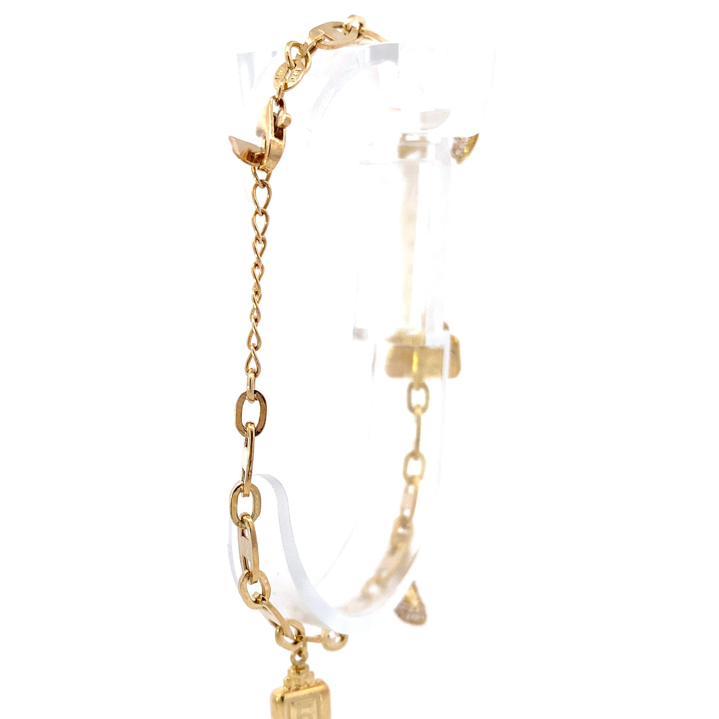 14K Yellow Gold Mariner Heel & Purse Charm Bracelet