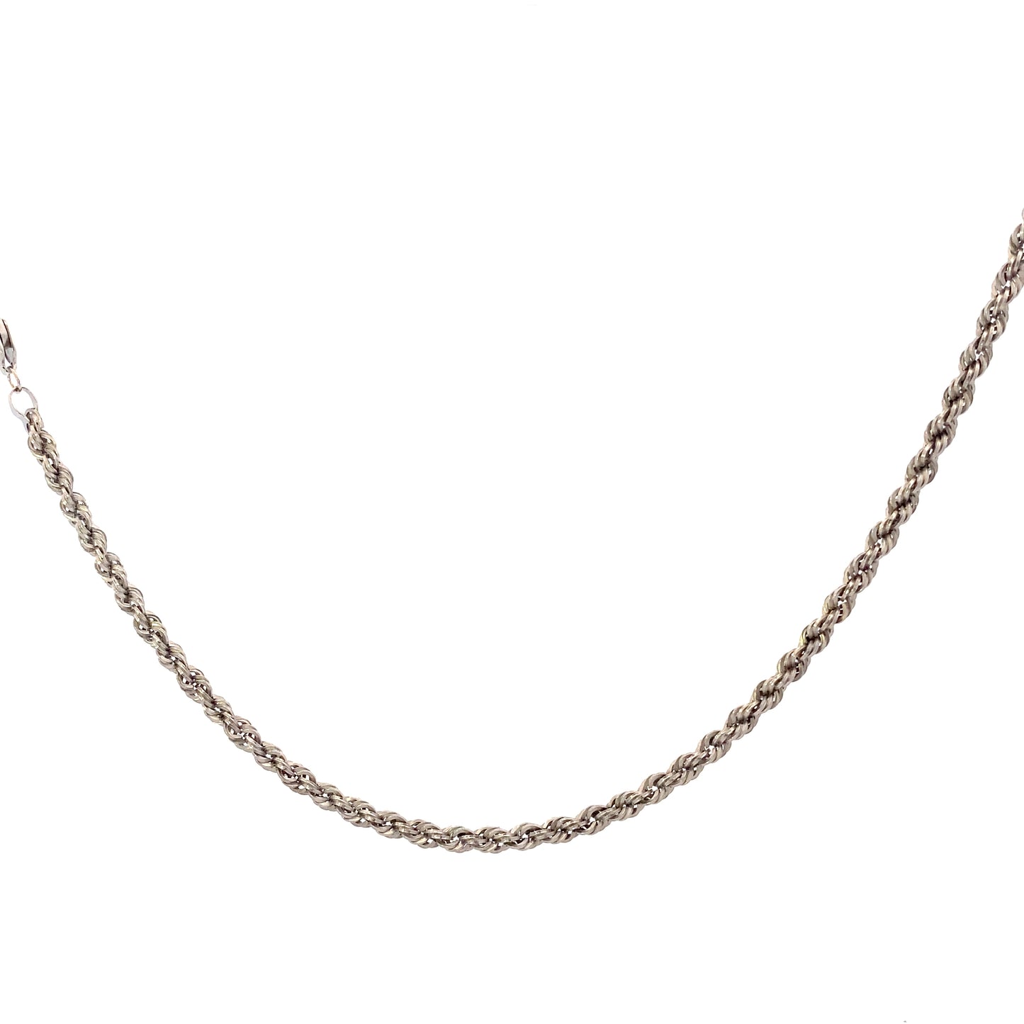 14K White Gold 24" Hollow Rope Chain