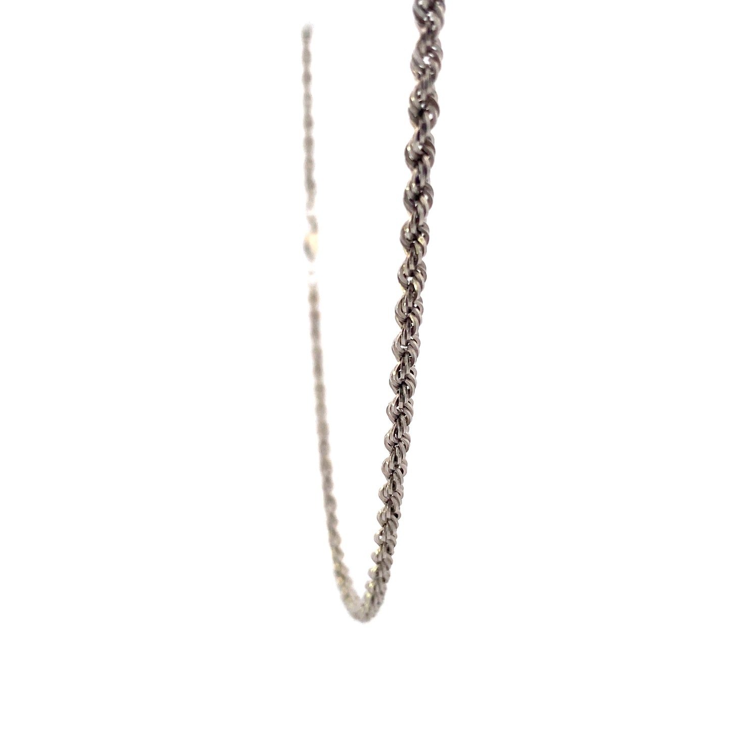 14K White Gold 24" Hollow Rope Chain