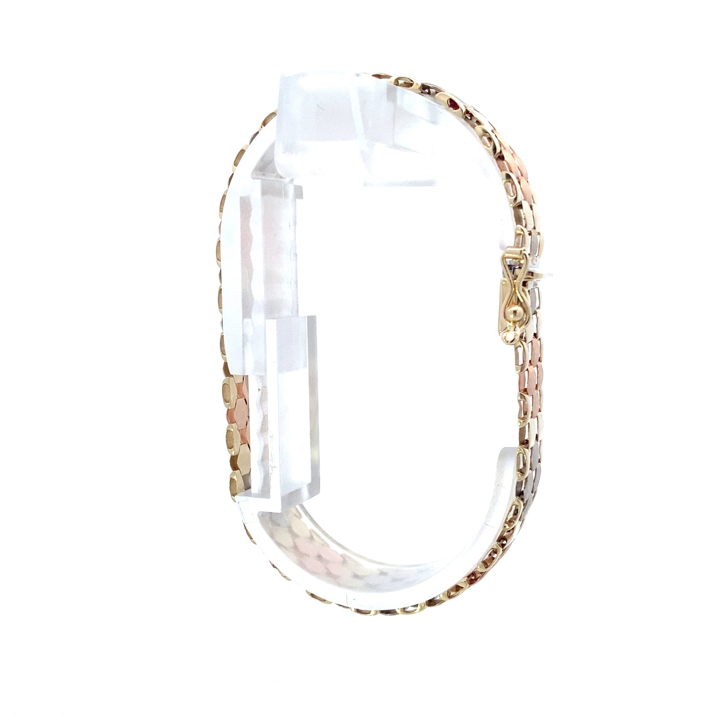 14K Tri-Color Gold Hexagon Link Bracelet