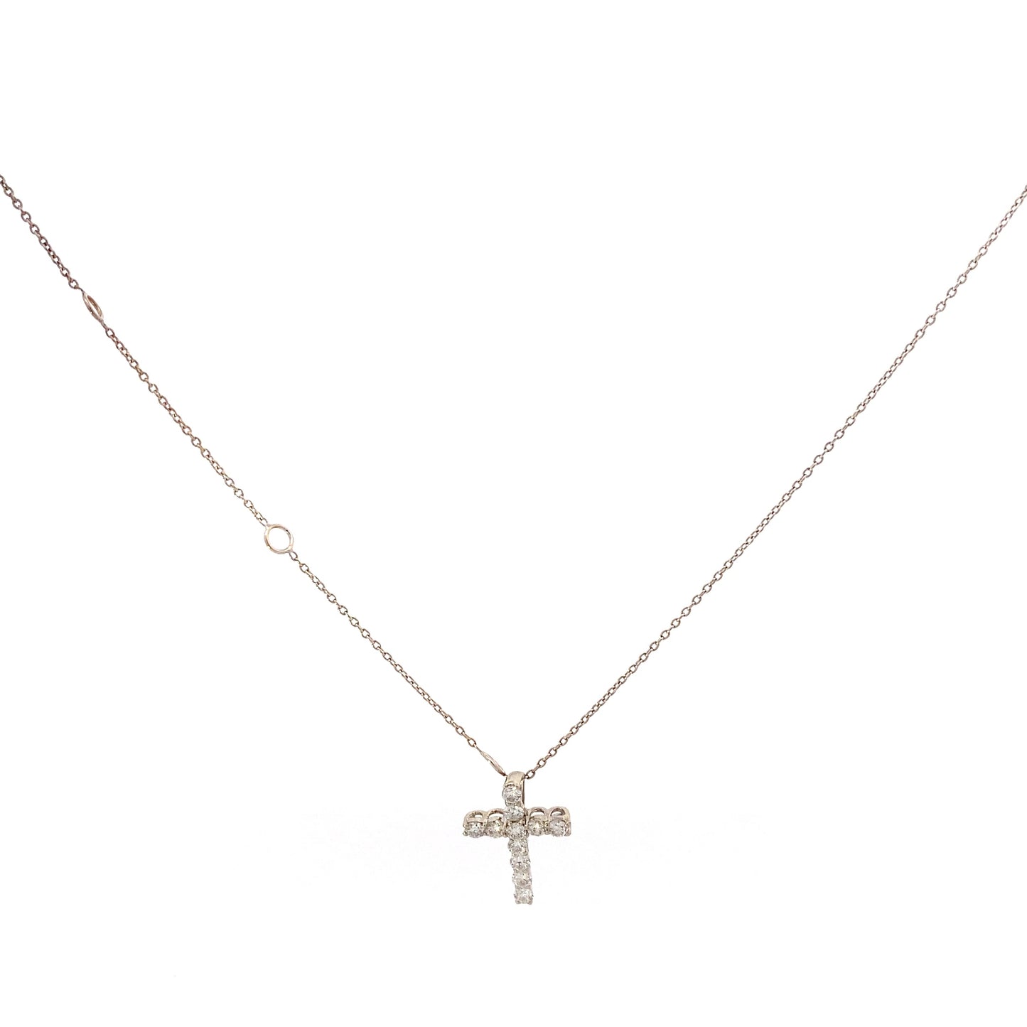 14K White Gold Diamond Cross Pendant & Chain Set - 0.33ct