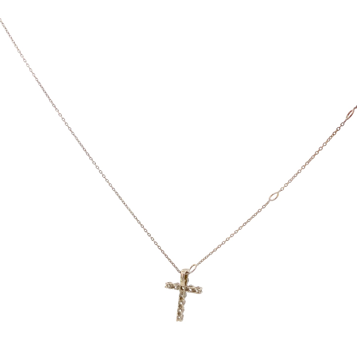 14K White Gold Diamond Cross Pendant & Chain Set - 0.33ct