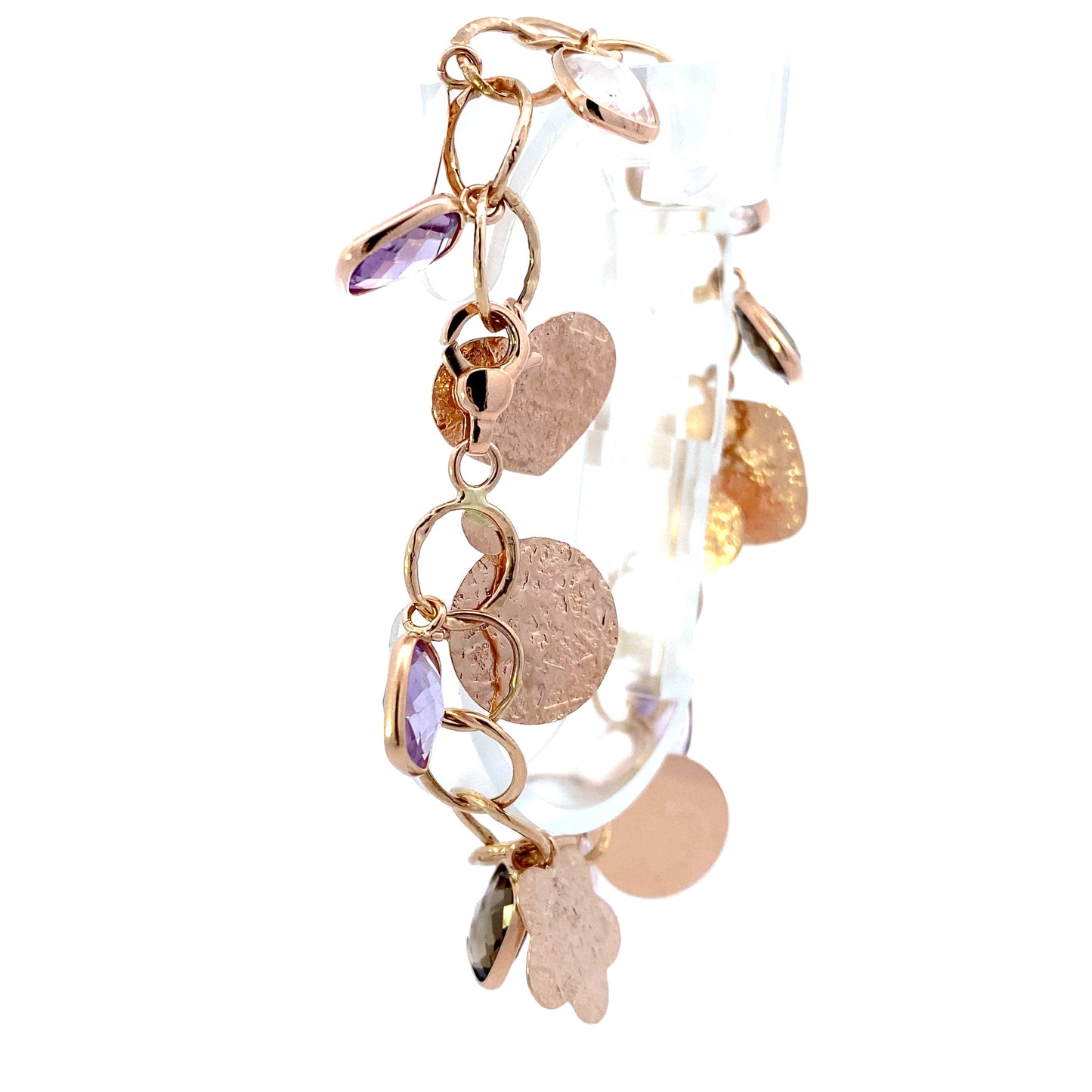 14K Rose Gold Heart Charm Bracelet