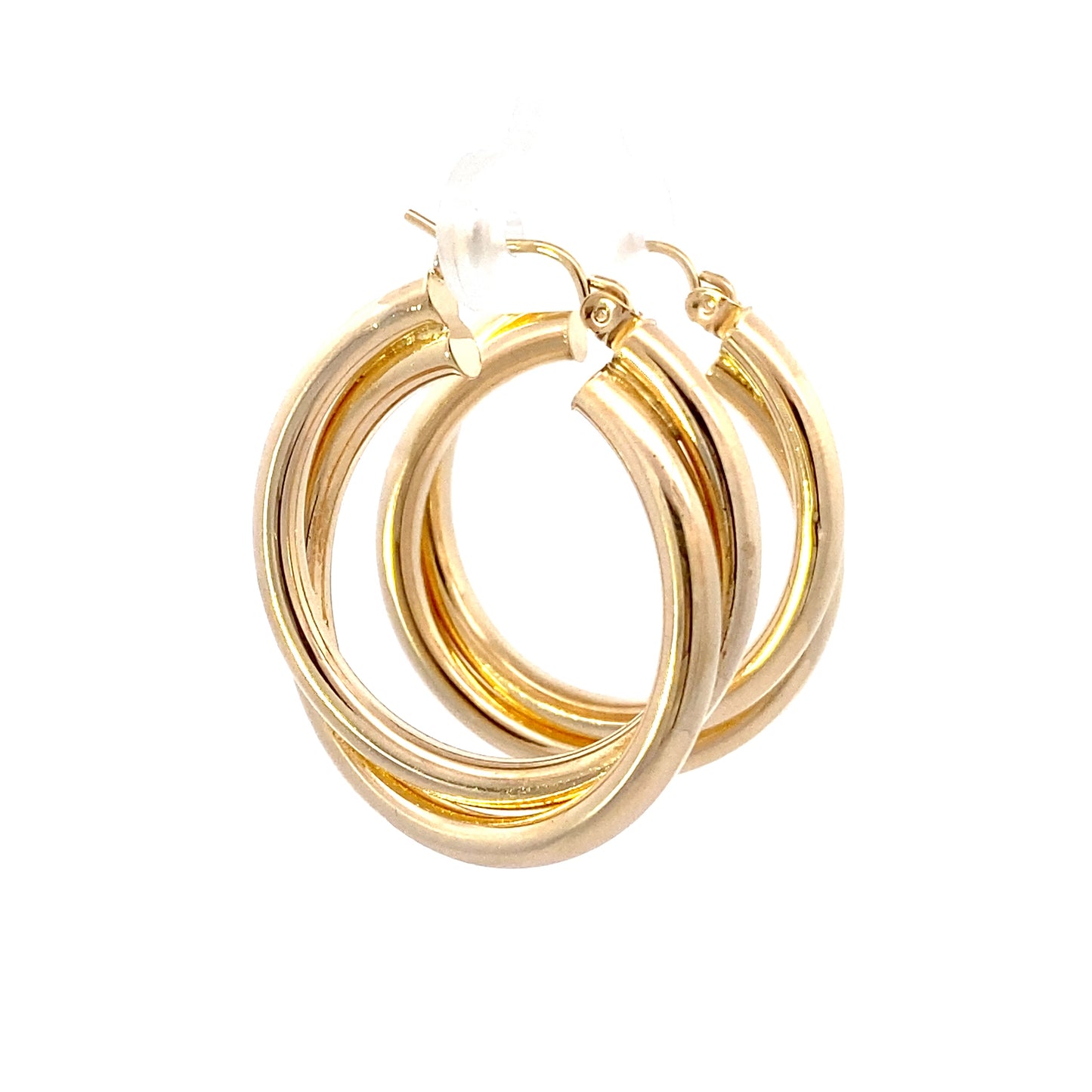 14K Yellow Gold Twisted Double Hoop Earrings