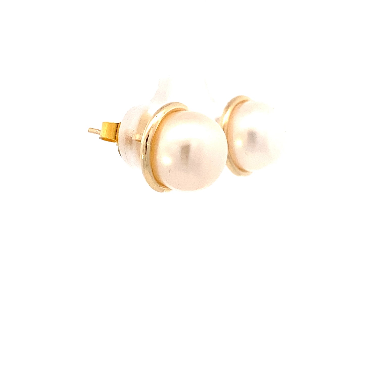 14K Yellow Gold Akoya Pearl Stud Earrings