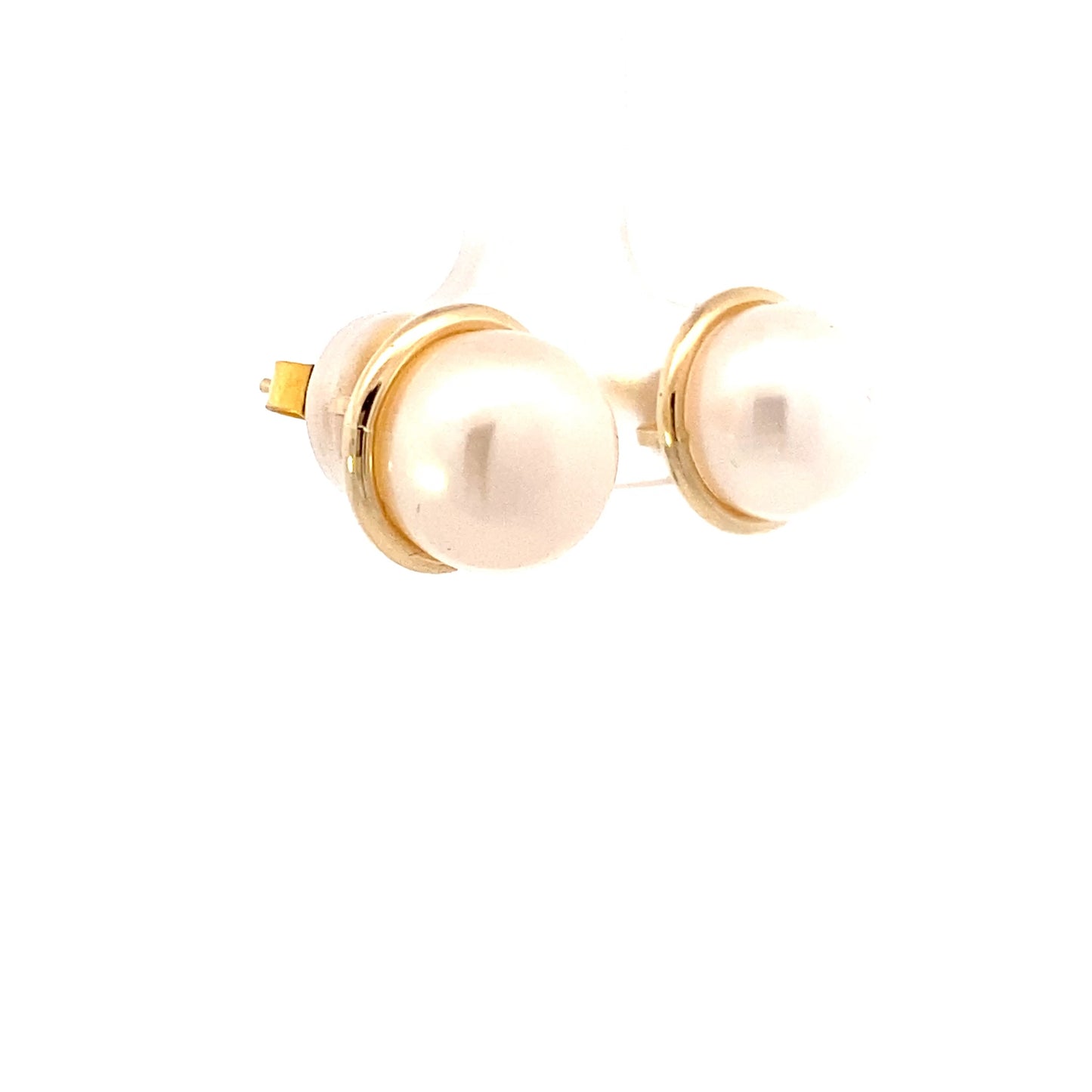 14K Yellow Gold Akoya Pearl Stud Earrings