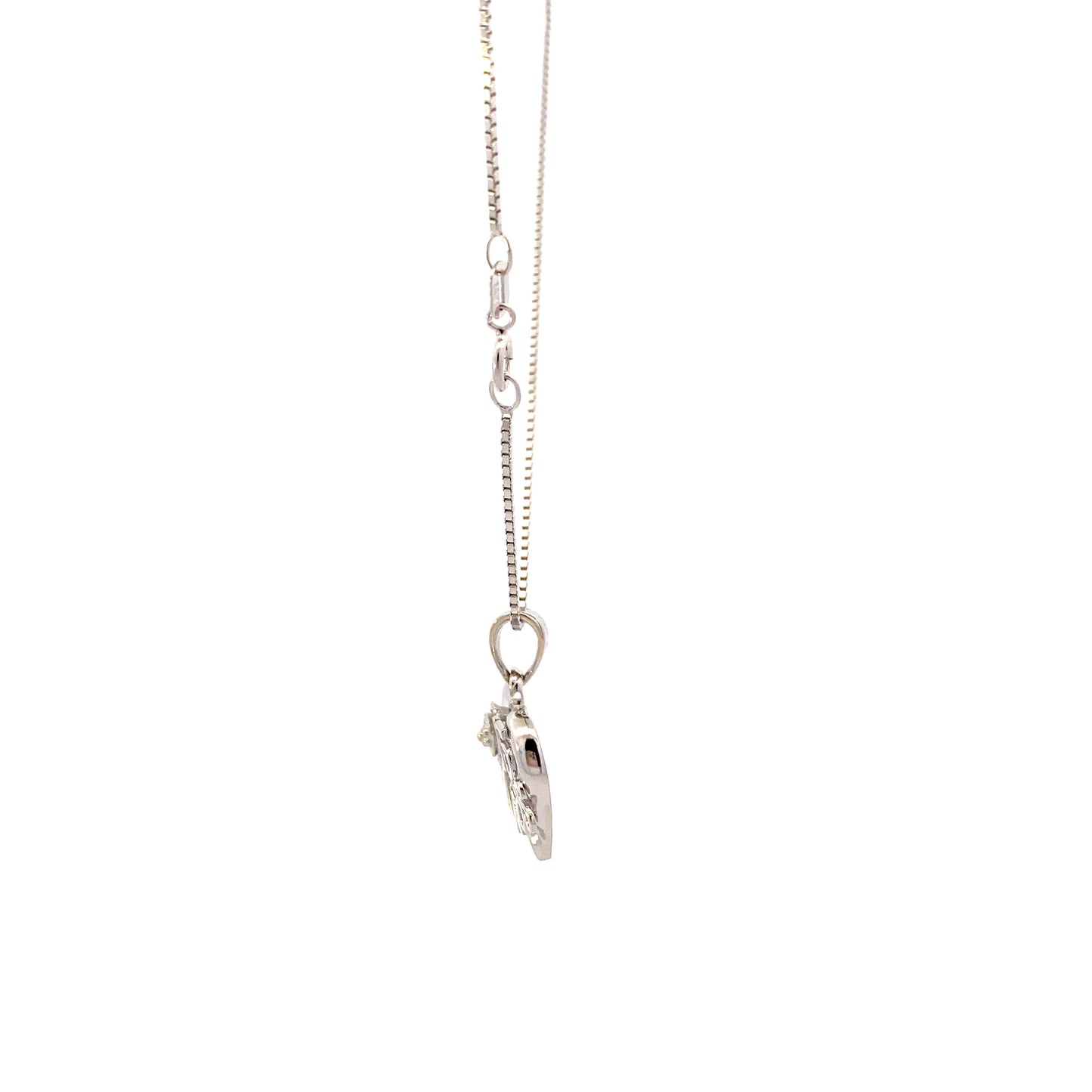 14K White Gold Heart & Rose "15 Años" Necklace