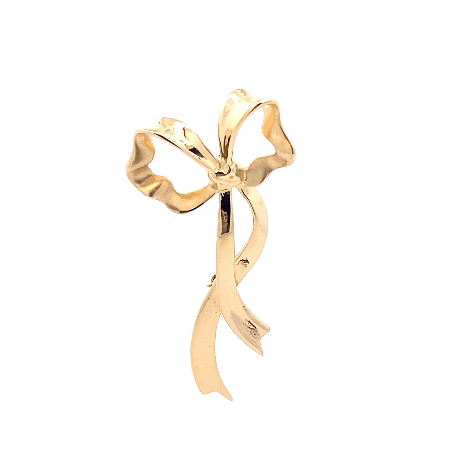 1985 Tiffany & Co. 18K Yellow Gold Bow Ribbon Pin Brooch