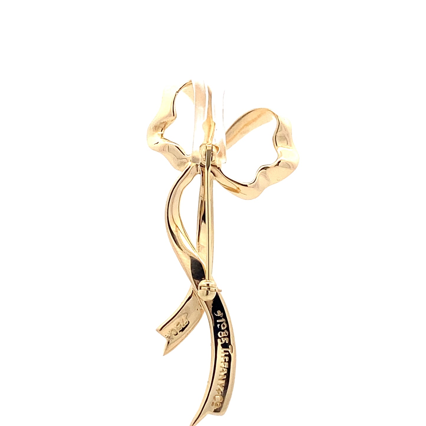 1985 Tiffany & Co. 18K Yellow Gold Bow Ribbon Pin Brooch