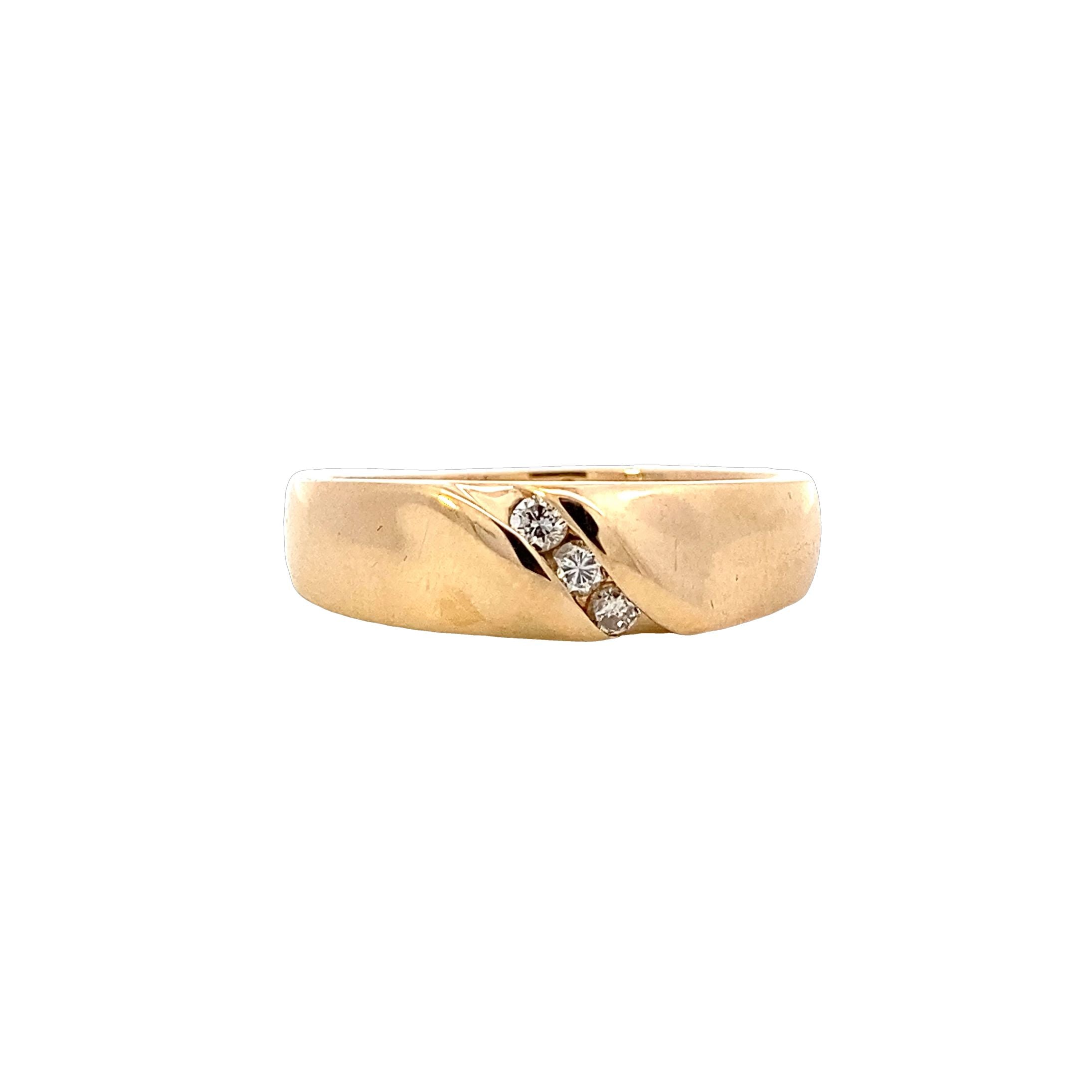 14K Yellow Gold Men's Diamond Ring - 0.15ct