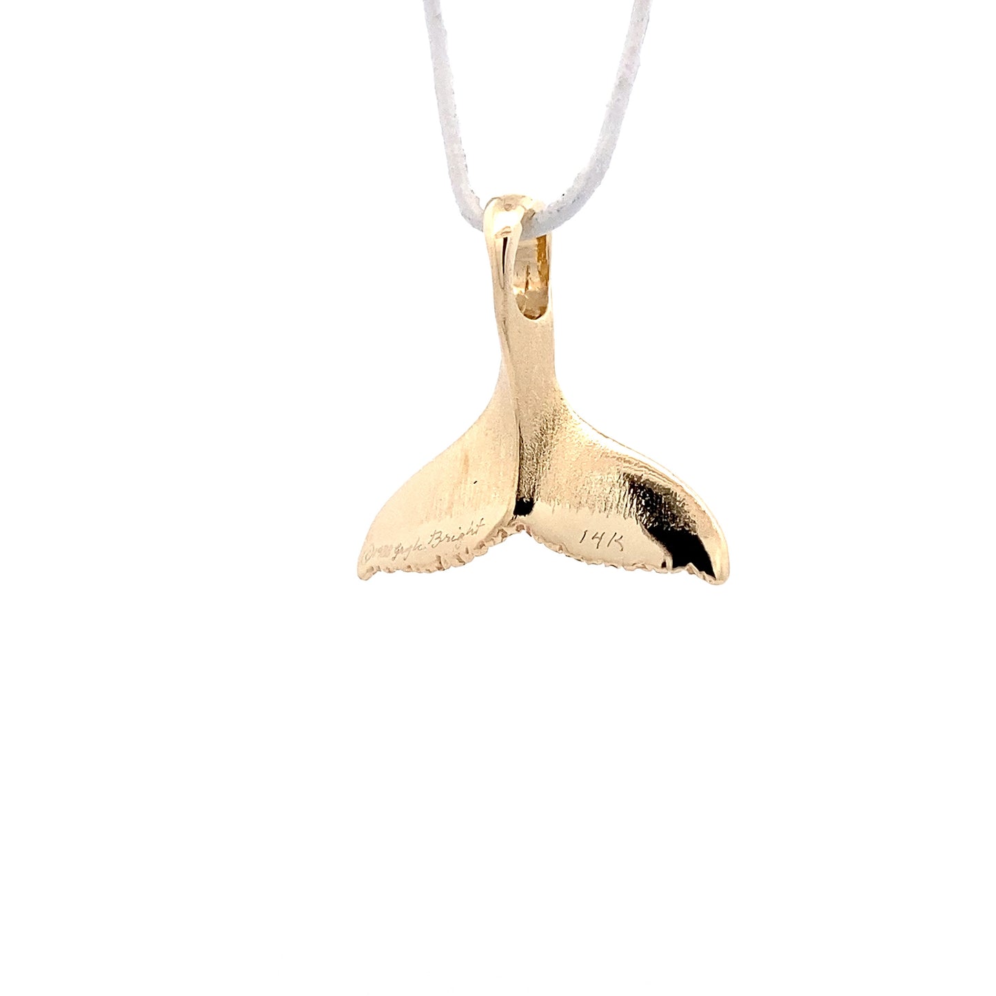 14K Yellow Gold Whale Tail Pendant