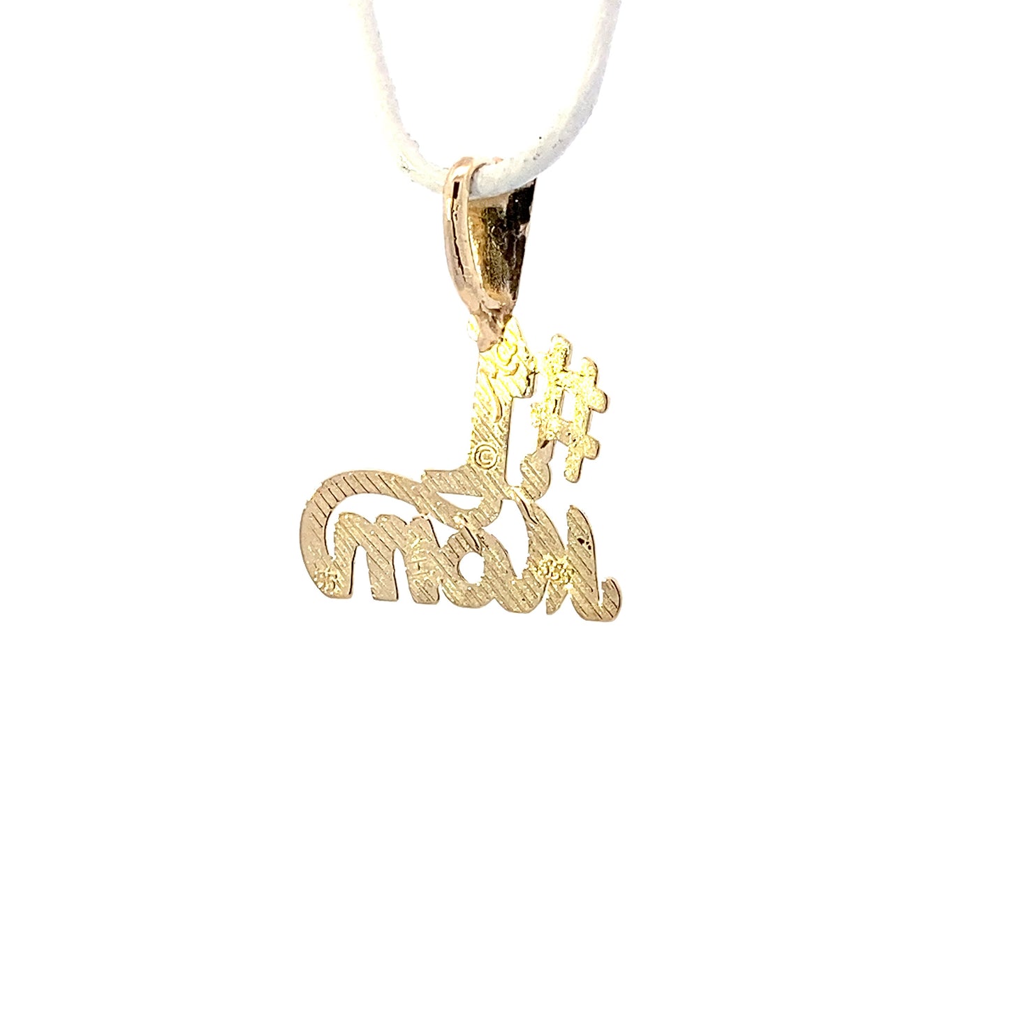 14K Yellow Gold "#1 Mom" Pendant