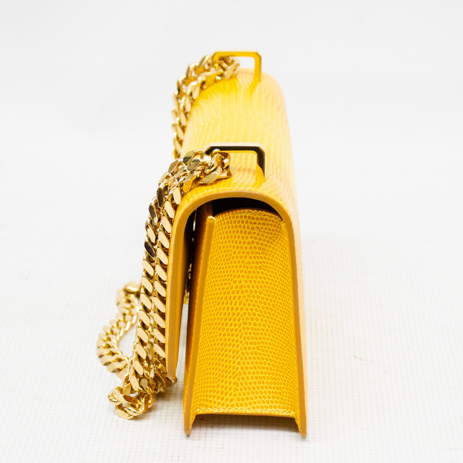 Burberry Mini Elongated TB Embossed Leather Crossbody Bag - Lemon/Marigold